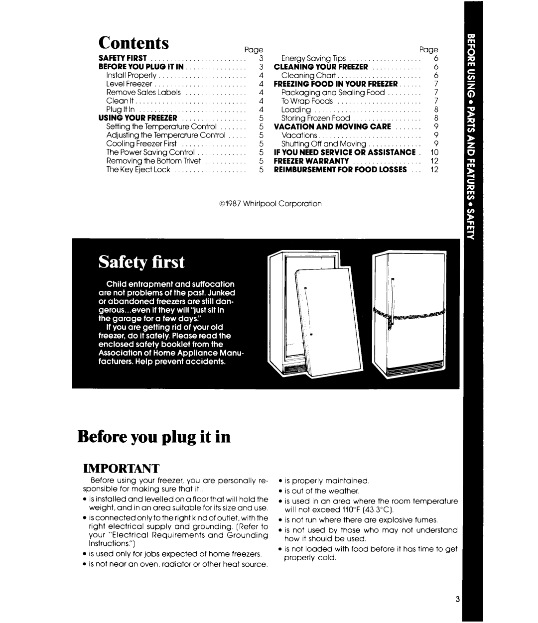 Whirlpool EV150C manual Contents, Before you plug it in 