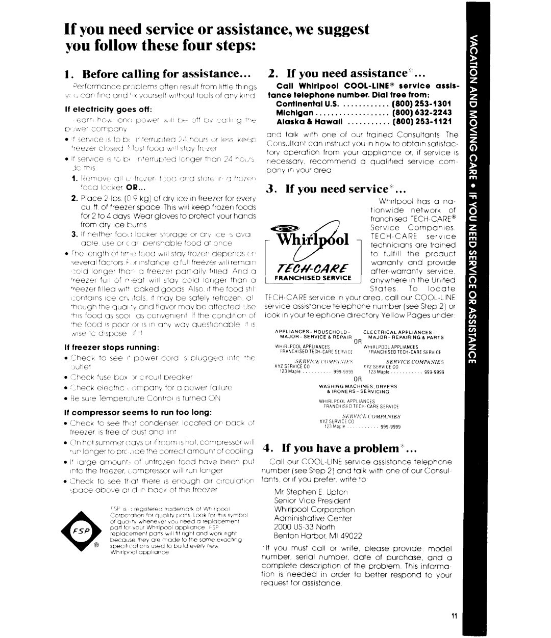 Whirlpool EV150FXR manual Before calling for assistance 