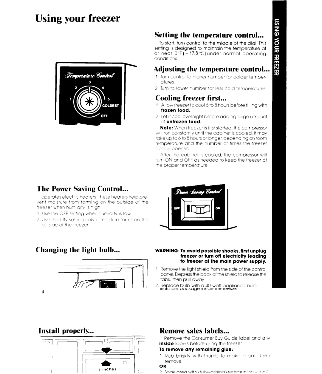 Whirlpool EV150FXR manual Using your freezer 