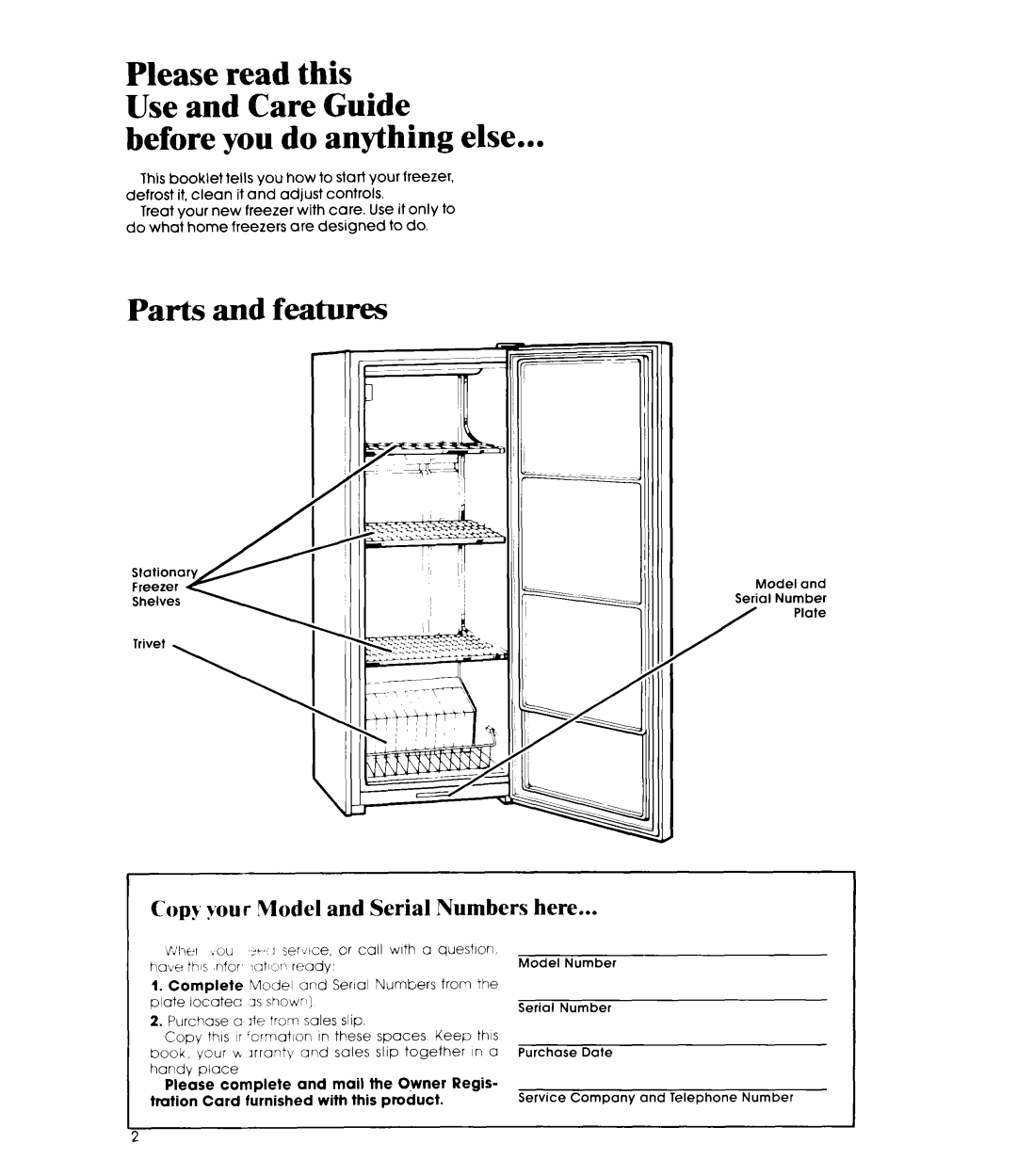 Whirlpool EV150L manual Before you do anything else, Copy your .Model and Serial Numbers here 