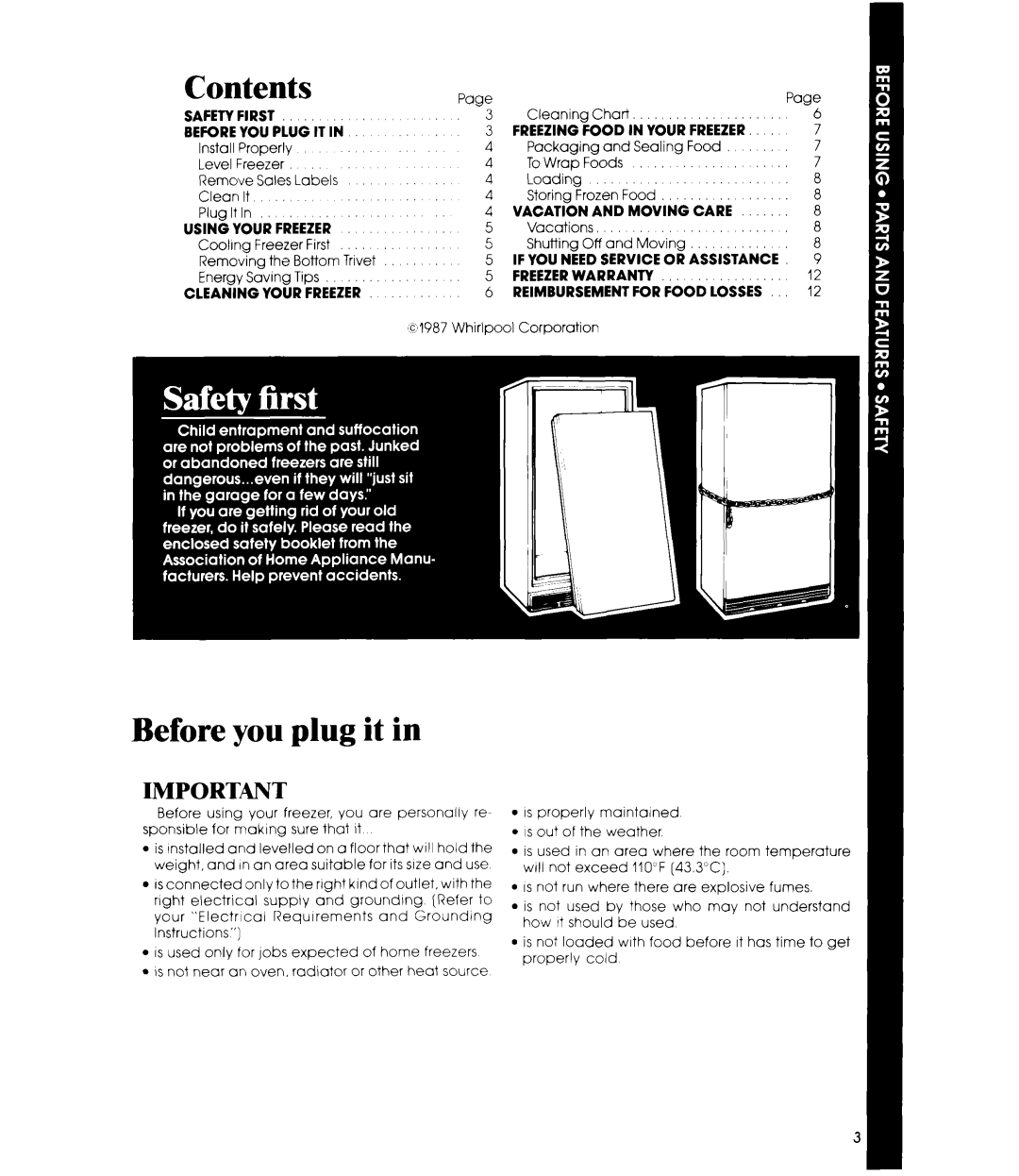 Whirlpool EV150L manual Contents, Before you plug it in 