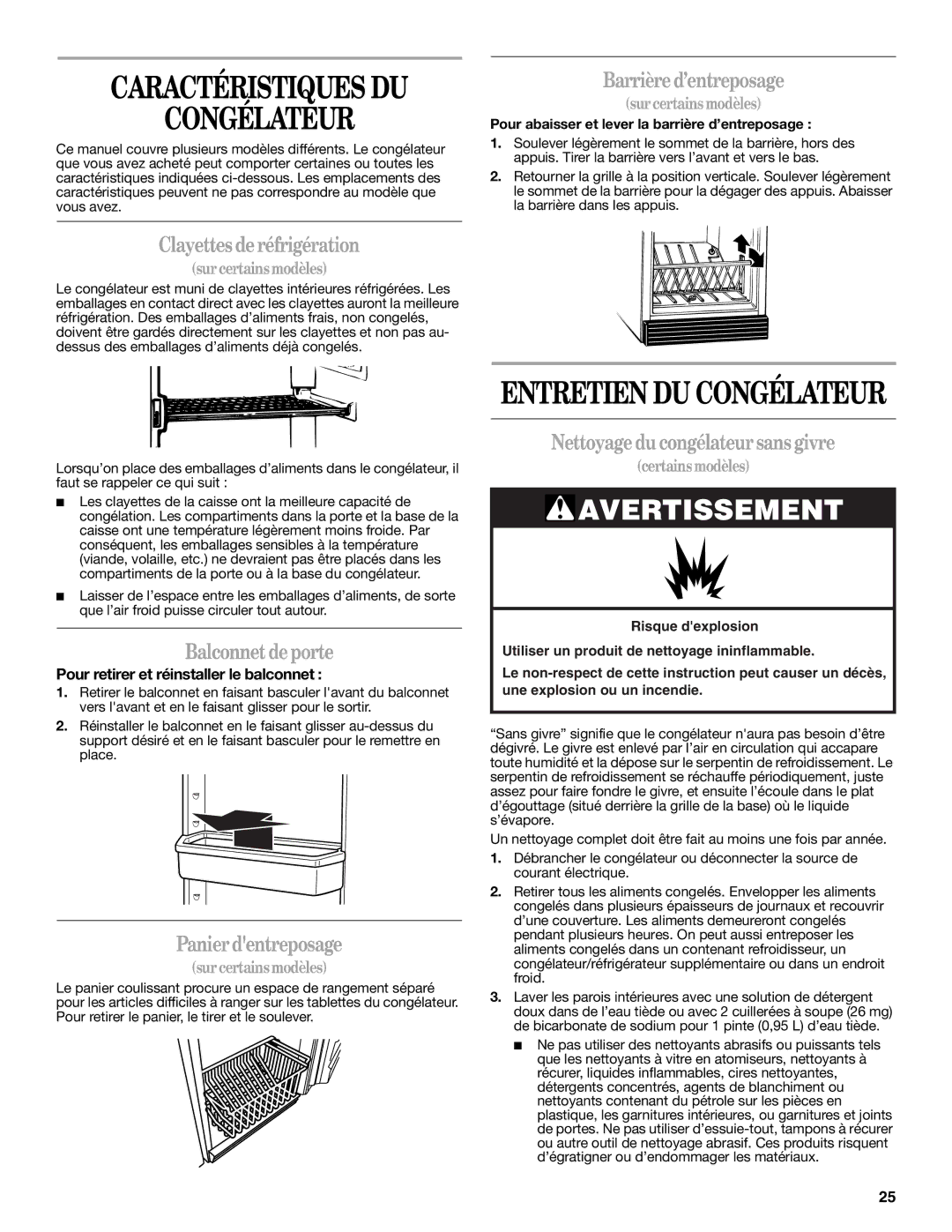 Whirlpool EV161NZTQ manual Congélateur 