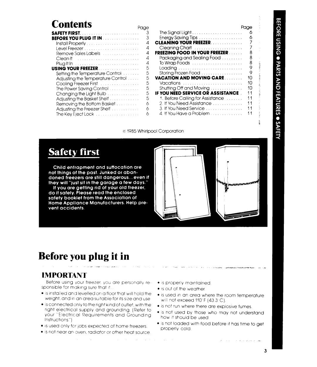 Whirlpool EV190E manual Contents, Before you plug it 