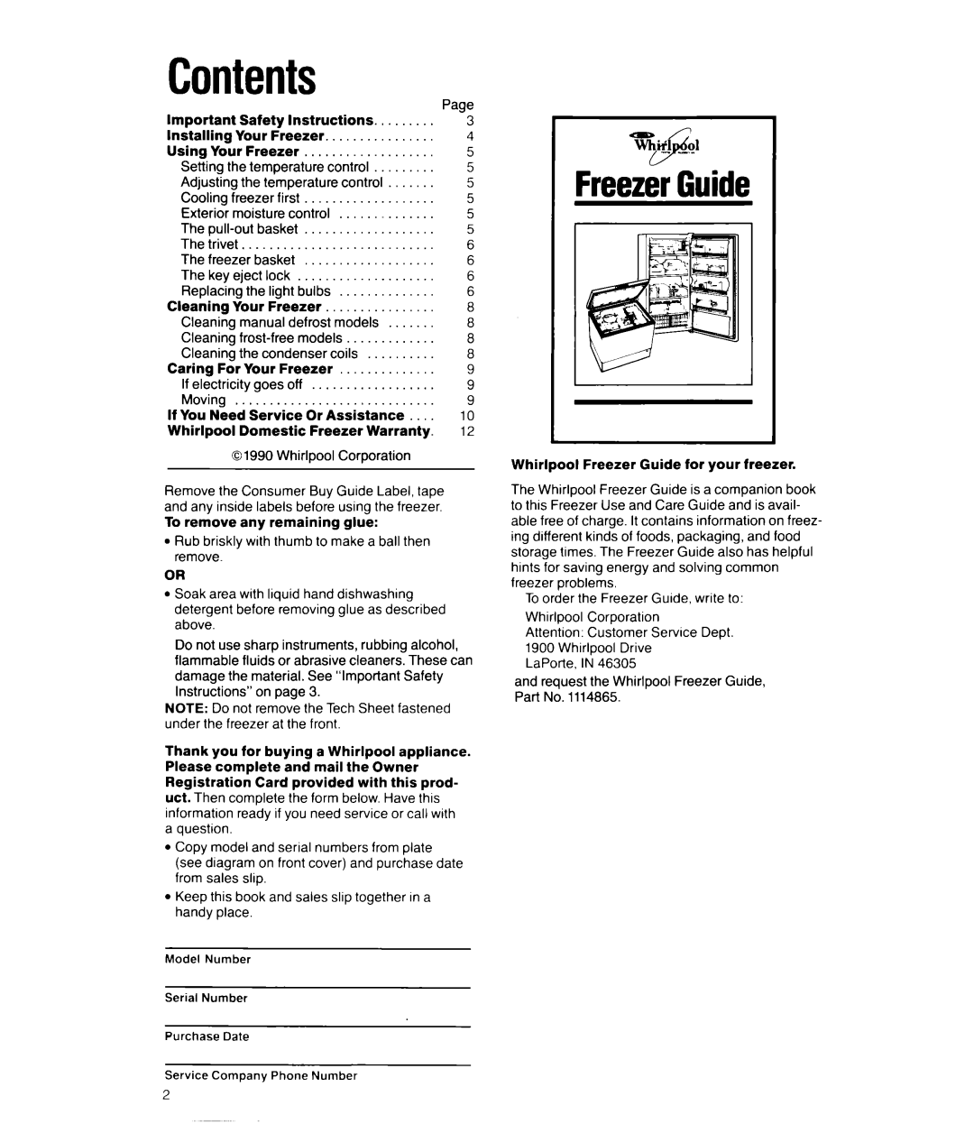 Whirlpool EV11OCX, EV190NX, EV150NX, EW190FX, EW150FX manual Contents 