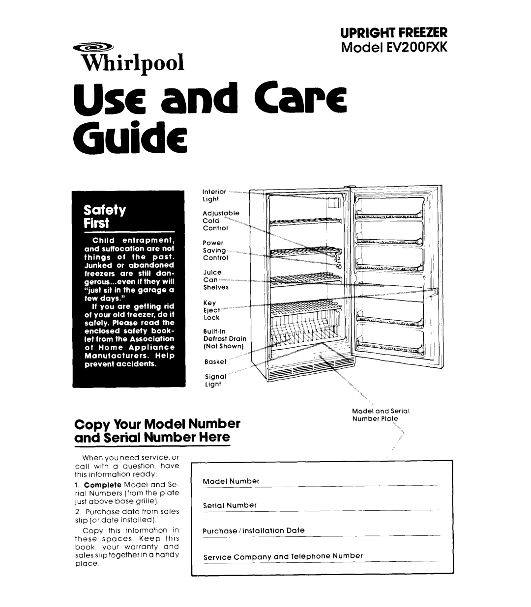 Whirlpool EV200D warranty Number, Here 