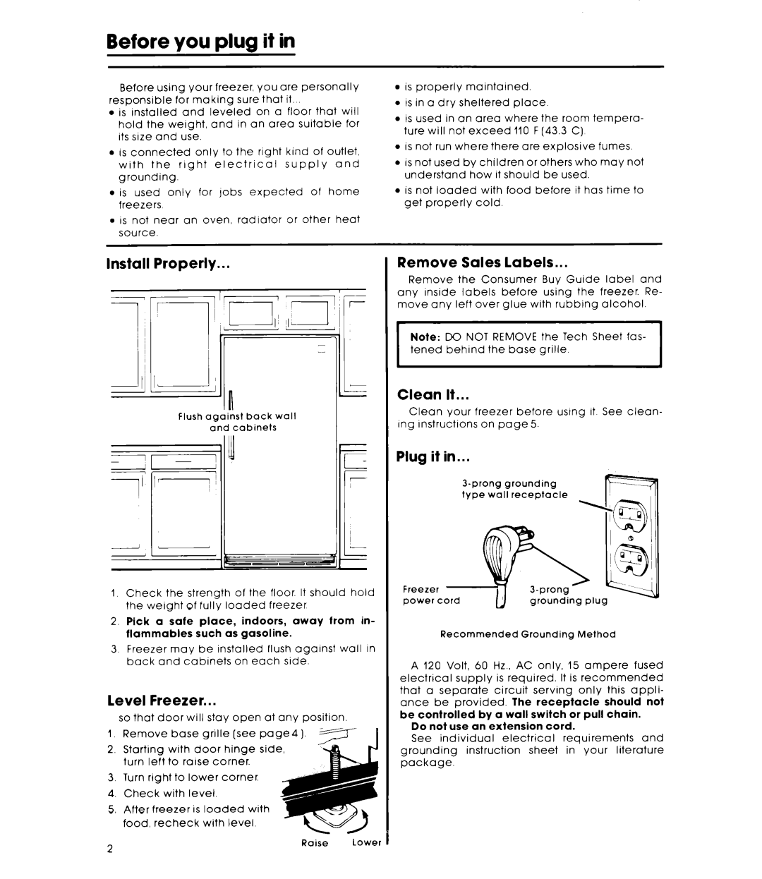 Whirlpool EV200D warranty Before you plug it 