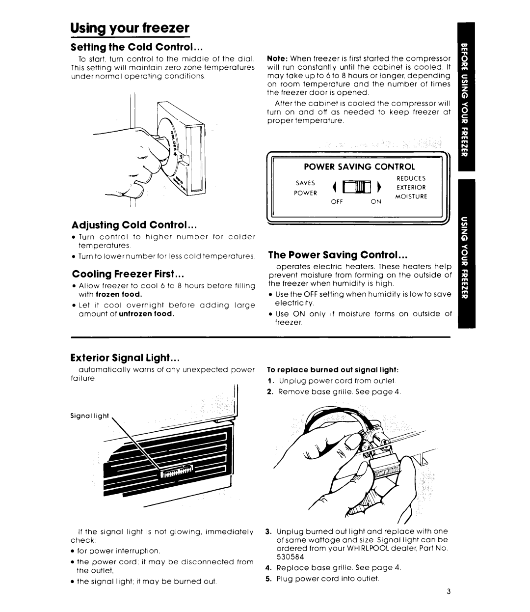 Whirlpool EV200D warranty Using your freezer 