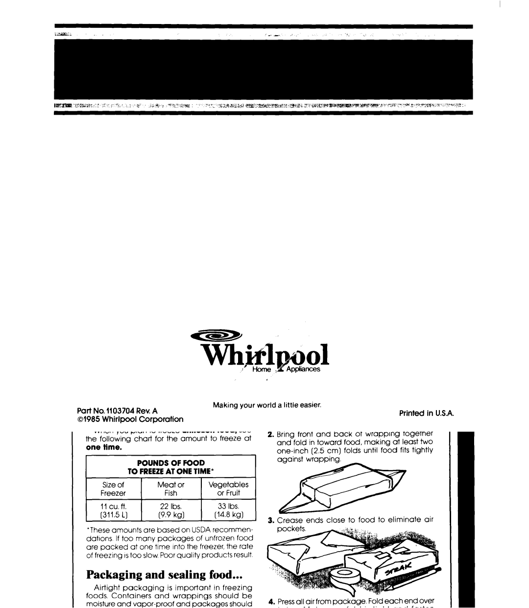 Whirlpool EVIIOCXR manual Part No Rev. a Whirlpool Corporation 