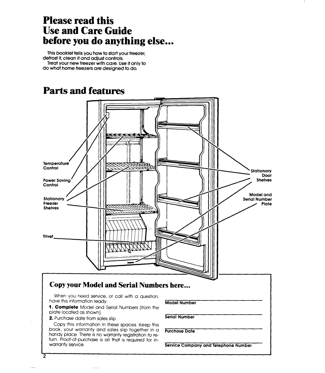 Whirlpool EVIIOCXR manual Before you do anything else, Copy your Model and Serial Numbers here 