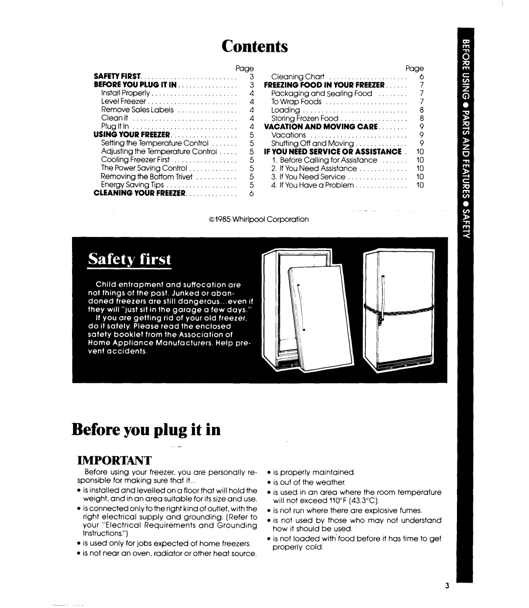 Whirlpool EVIIOCXR manual Contents, Before you plug it 