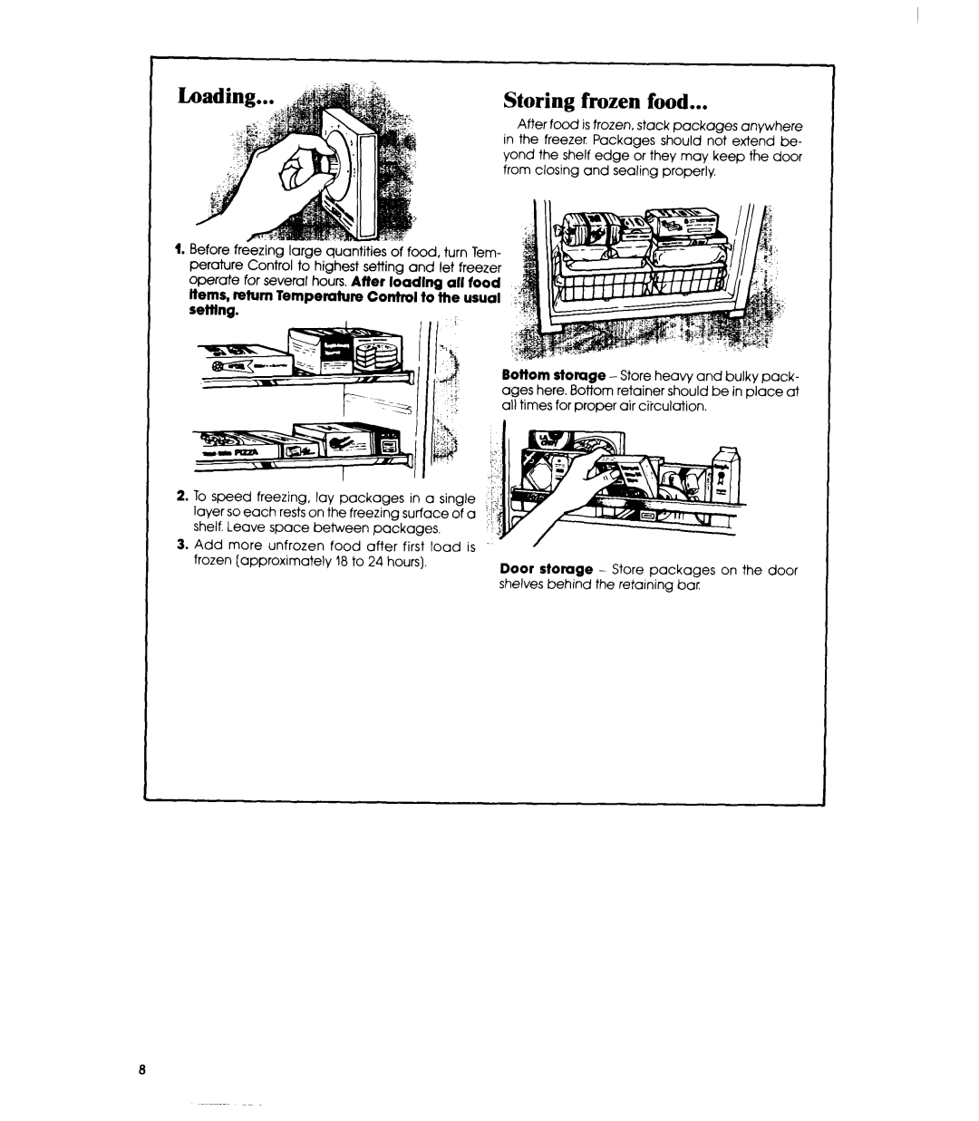 Whirlpool EVIIOCXR manual Storing frozen food 