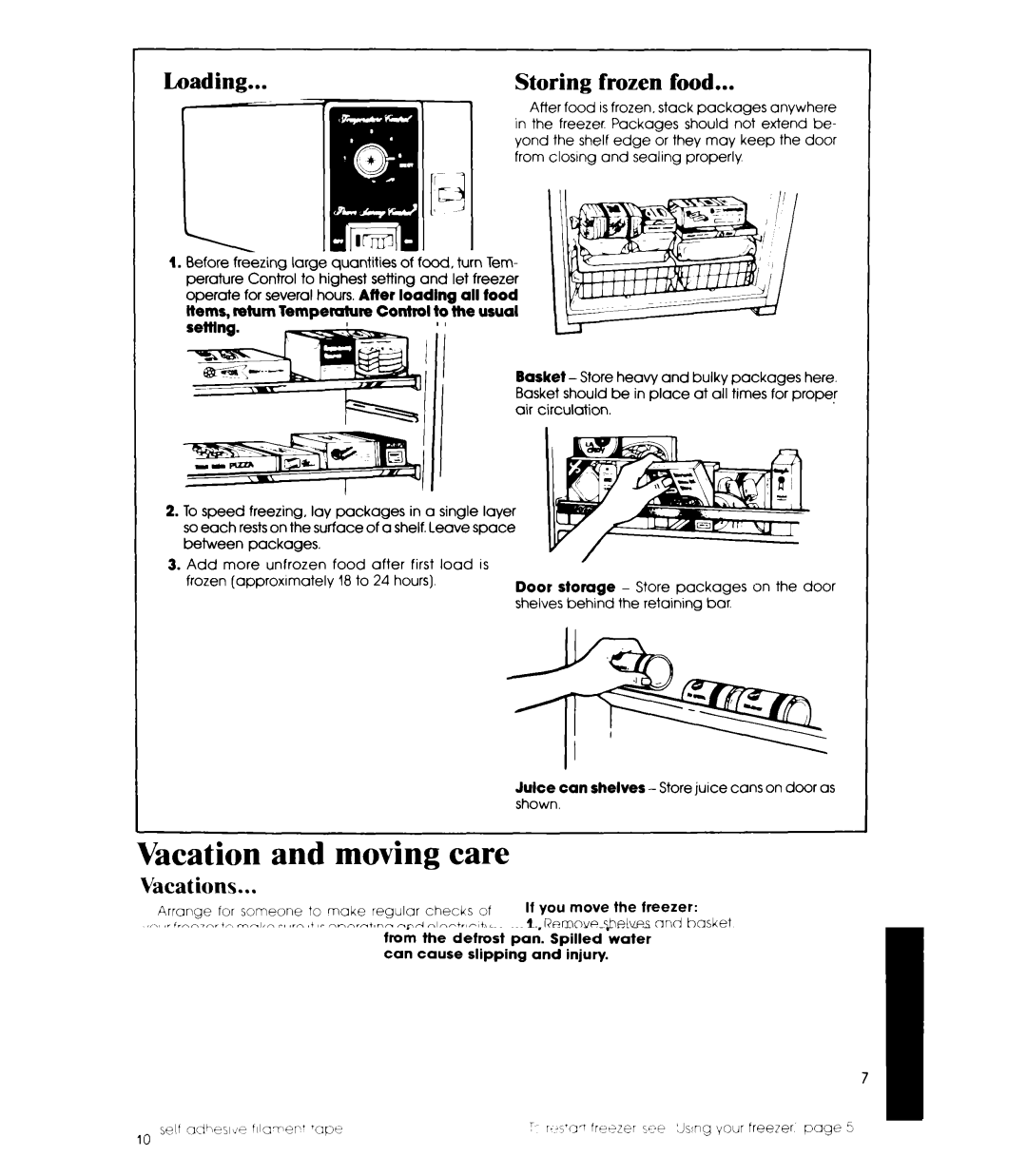 Whirlpool EVISHEXP manual Vacation and moving care, Vacations, Shutting off and moving 