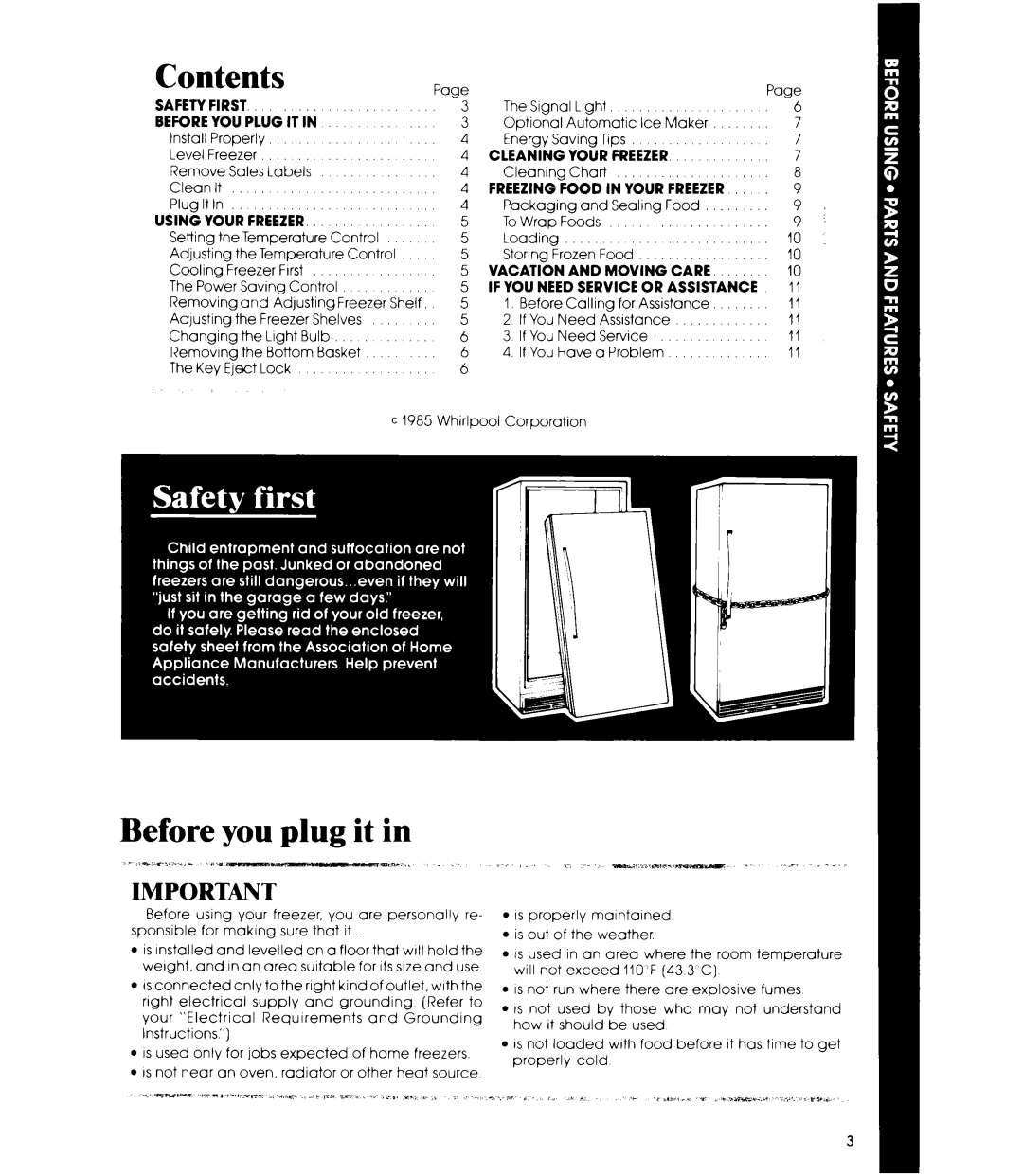 Whirlpool EVISHEXP manual Before you plug it in, Contents 