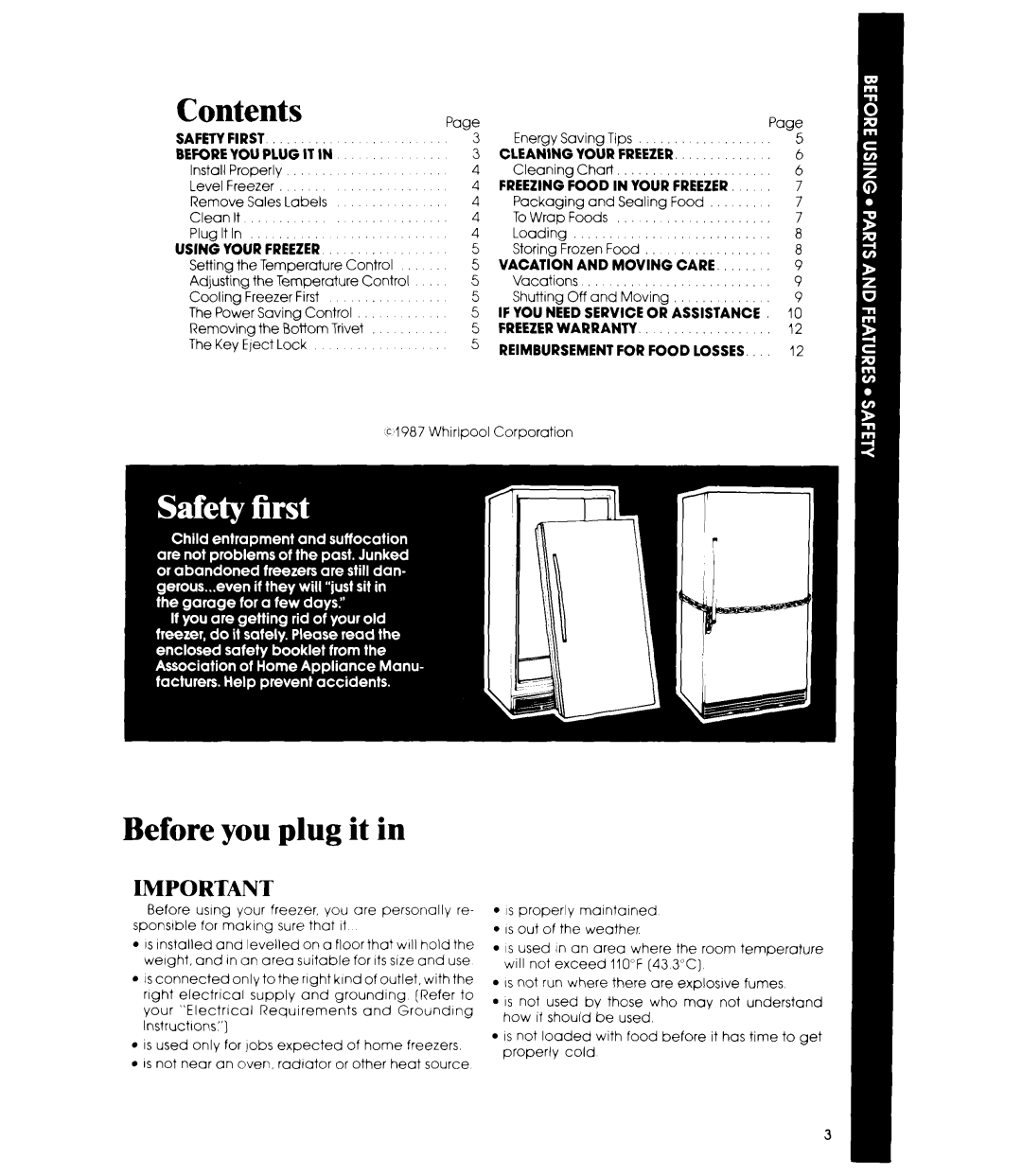 Whirlpool EVISOE manual Before you plug it, Contents 