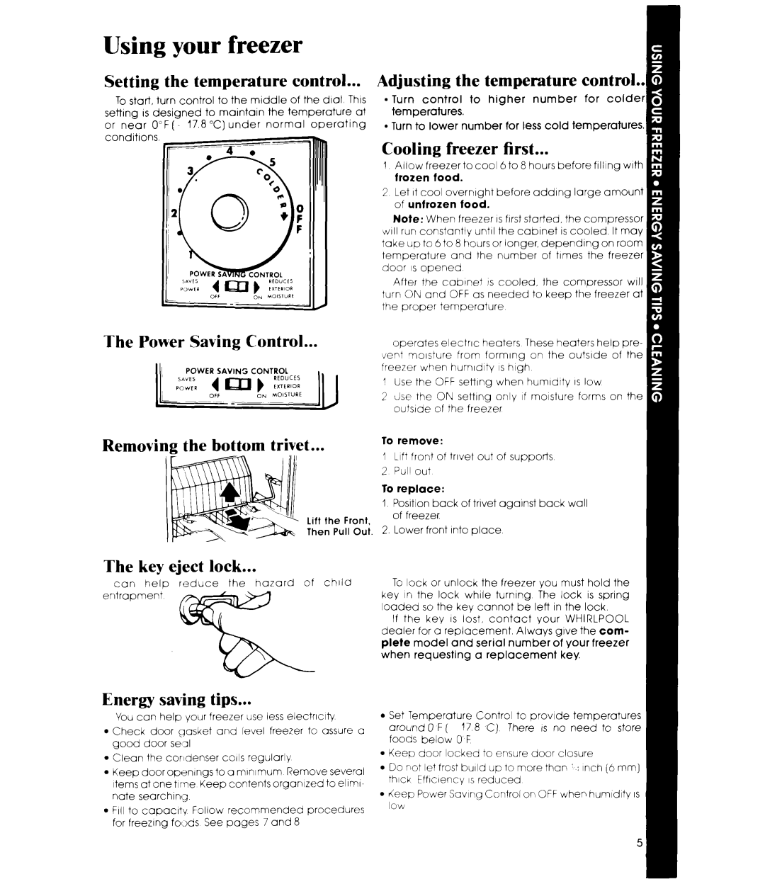 Whirlpool EVISOE manual Using your freezer 