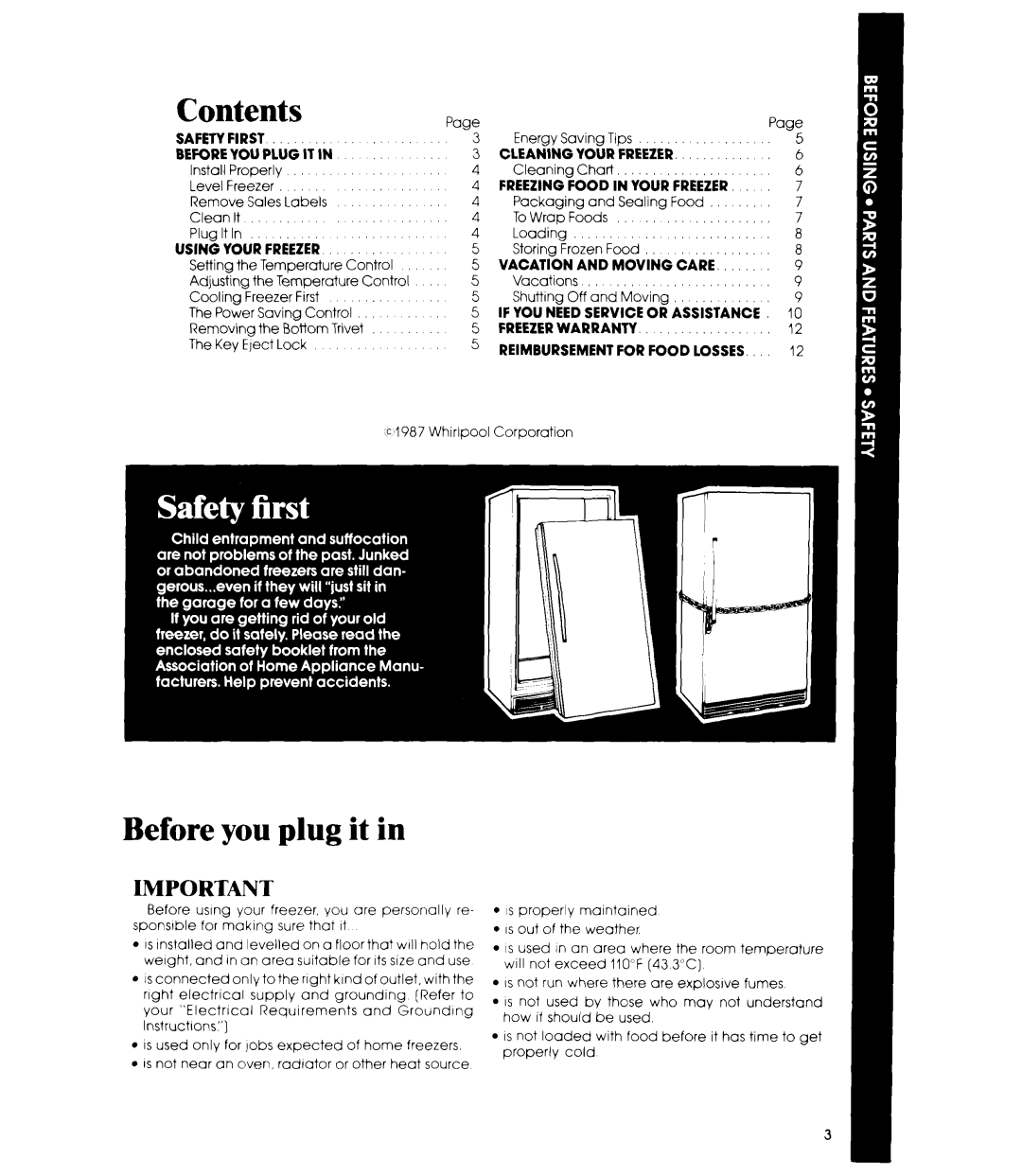 Whirlpool EVISOE manual Before you plug it in, Contents 