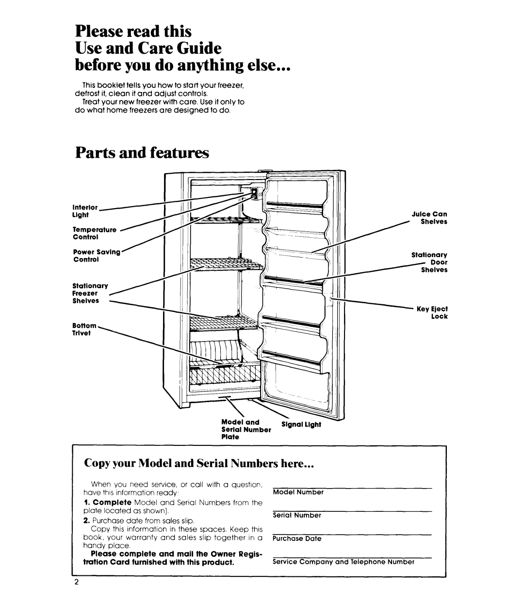 Whirlpool EVISOF manual Before you do anything else, Copy your Model and Serial Numbers here 