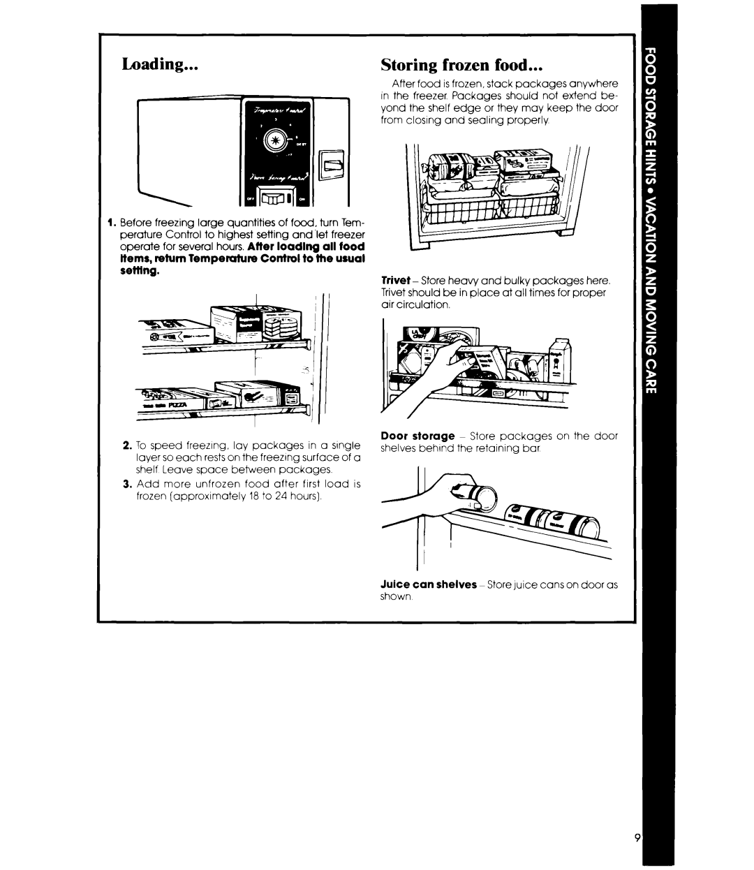 Whirlpool EVISOF manual Loading, Storing frozen food 