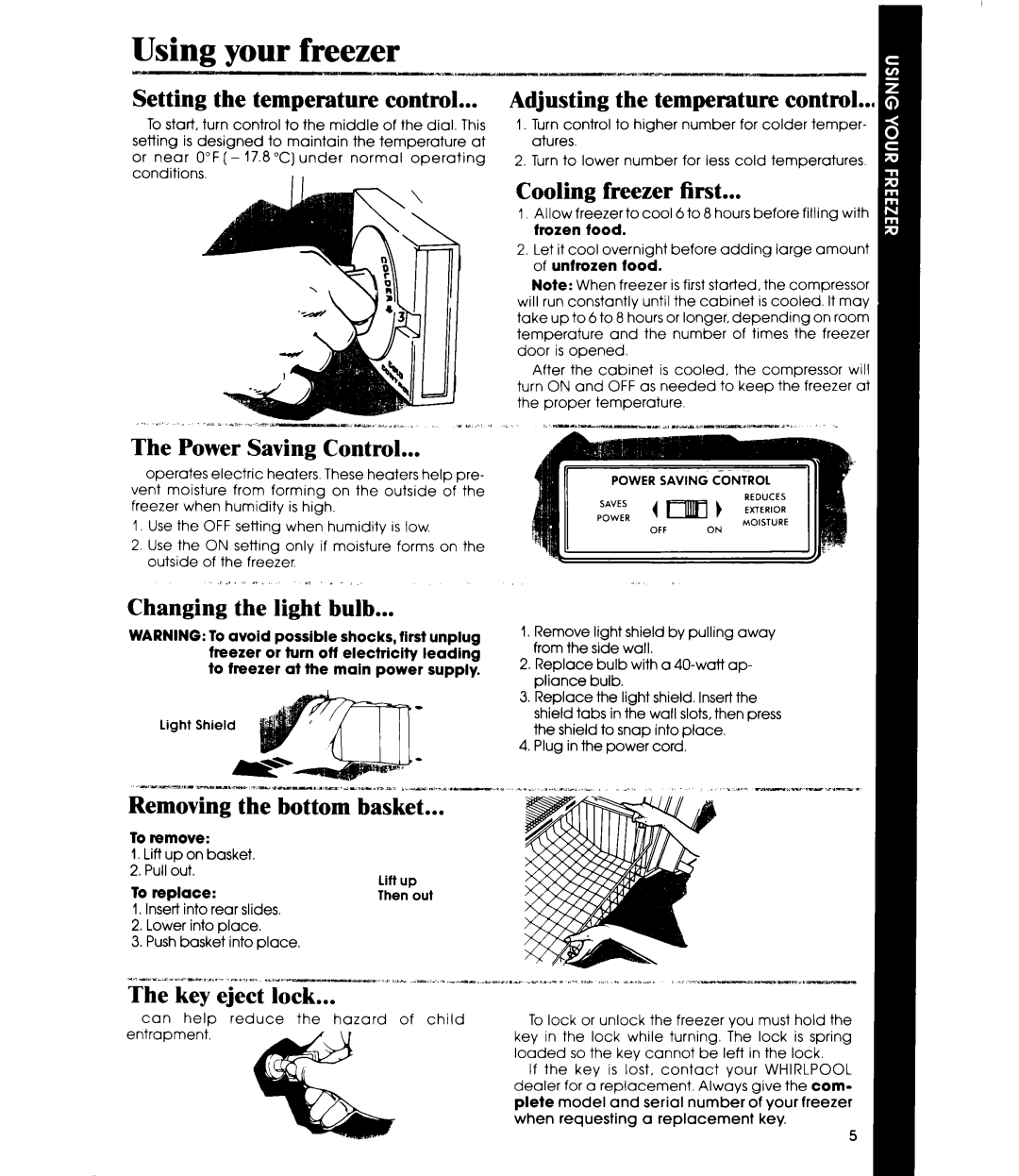 Whirlpool EVZOON manual Using your freezer 