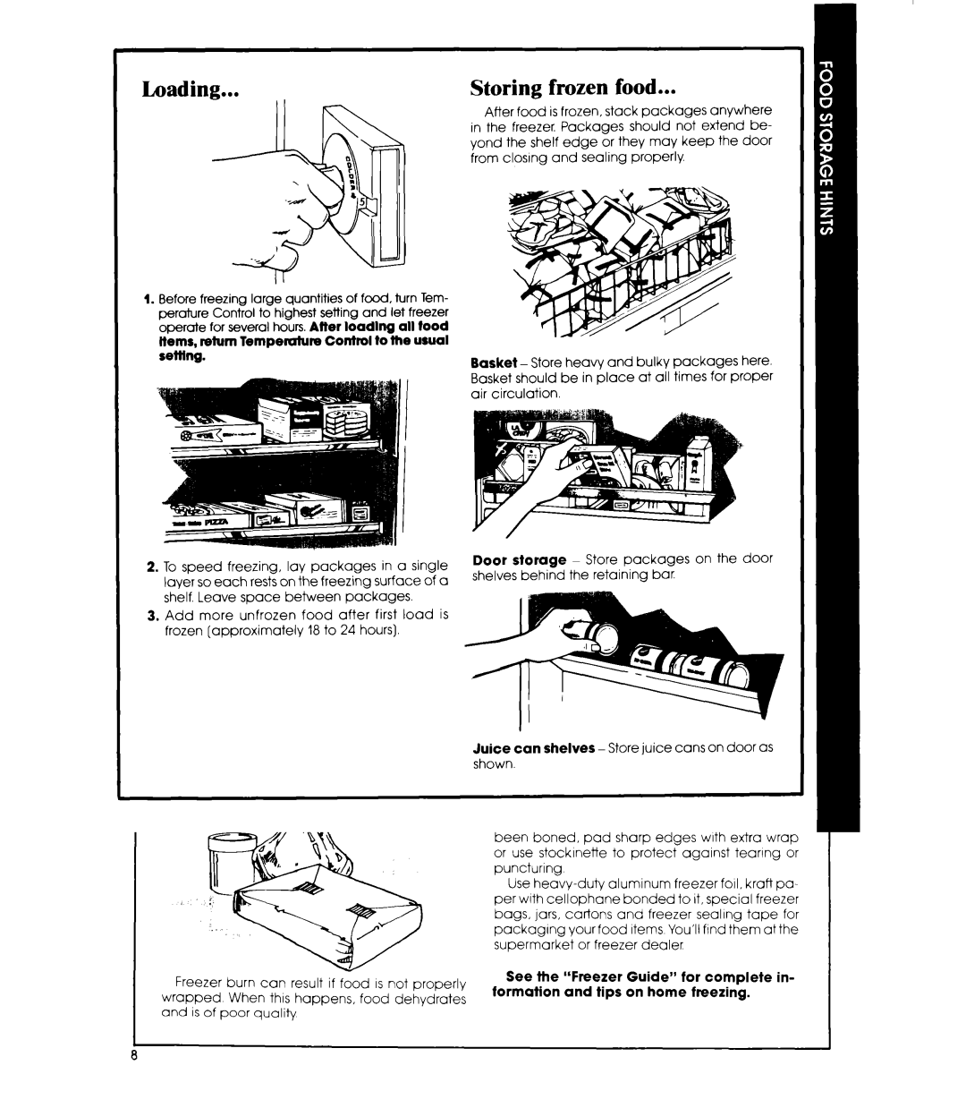 Whirlpool EVZOON manual Storing frozen food 