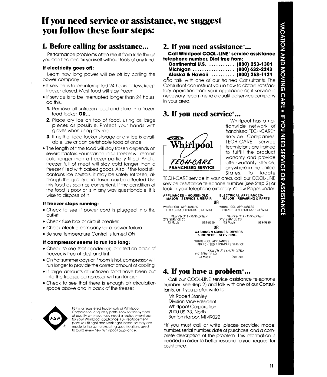 Whirlpool EVZOON manual 7EiMCARE, Before calling for assistance, If you need assistance, lf you need service 