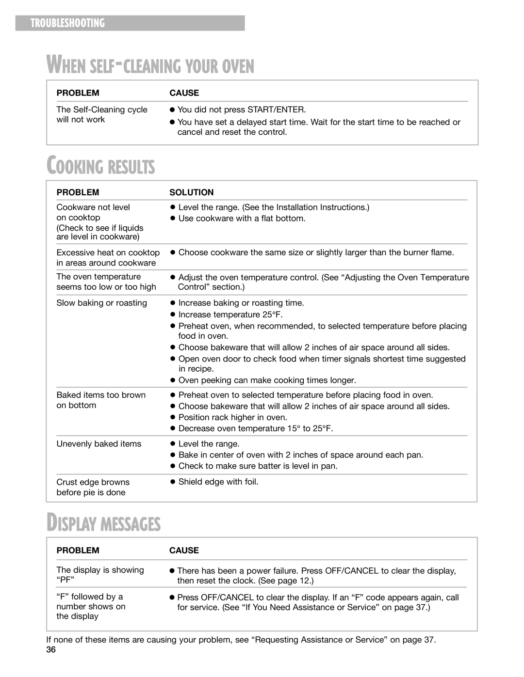 Whirlpool F195LEH warranty When SELF-CLEANING Your Oven, Cooking Results 