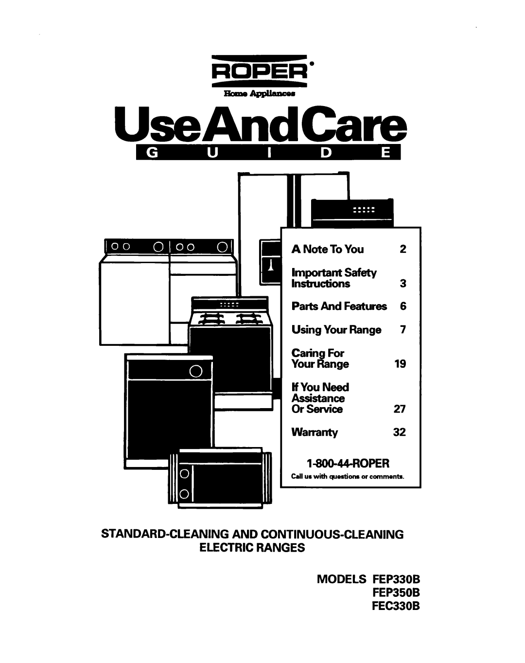 Whirlpool important safety instructions Models FEP330B FEP350B FEC330B 