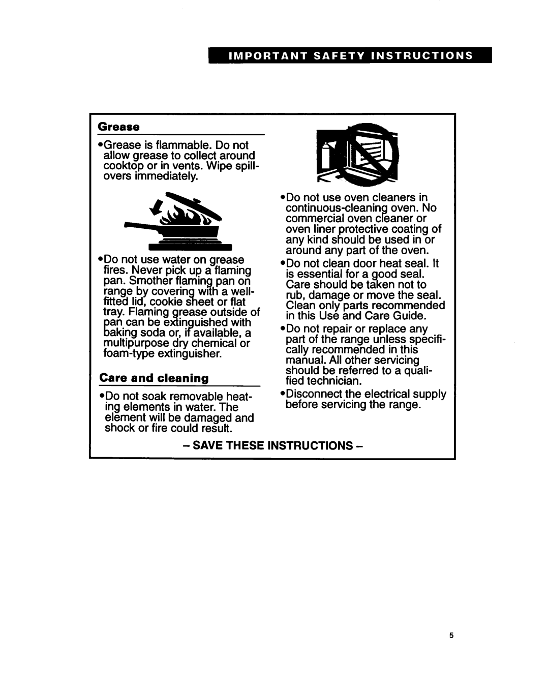 Whirlpool FEP350B, FEC330B, FEP330B important safety instructions 