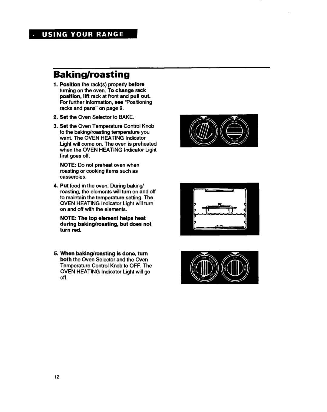 Whirlpool FEC330B, FEP330B, FEP350B important safety instructions Baking/roasting 