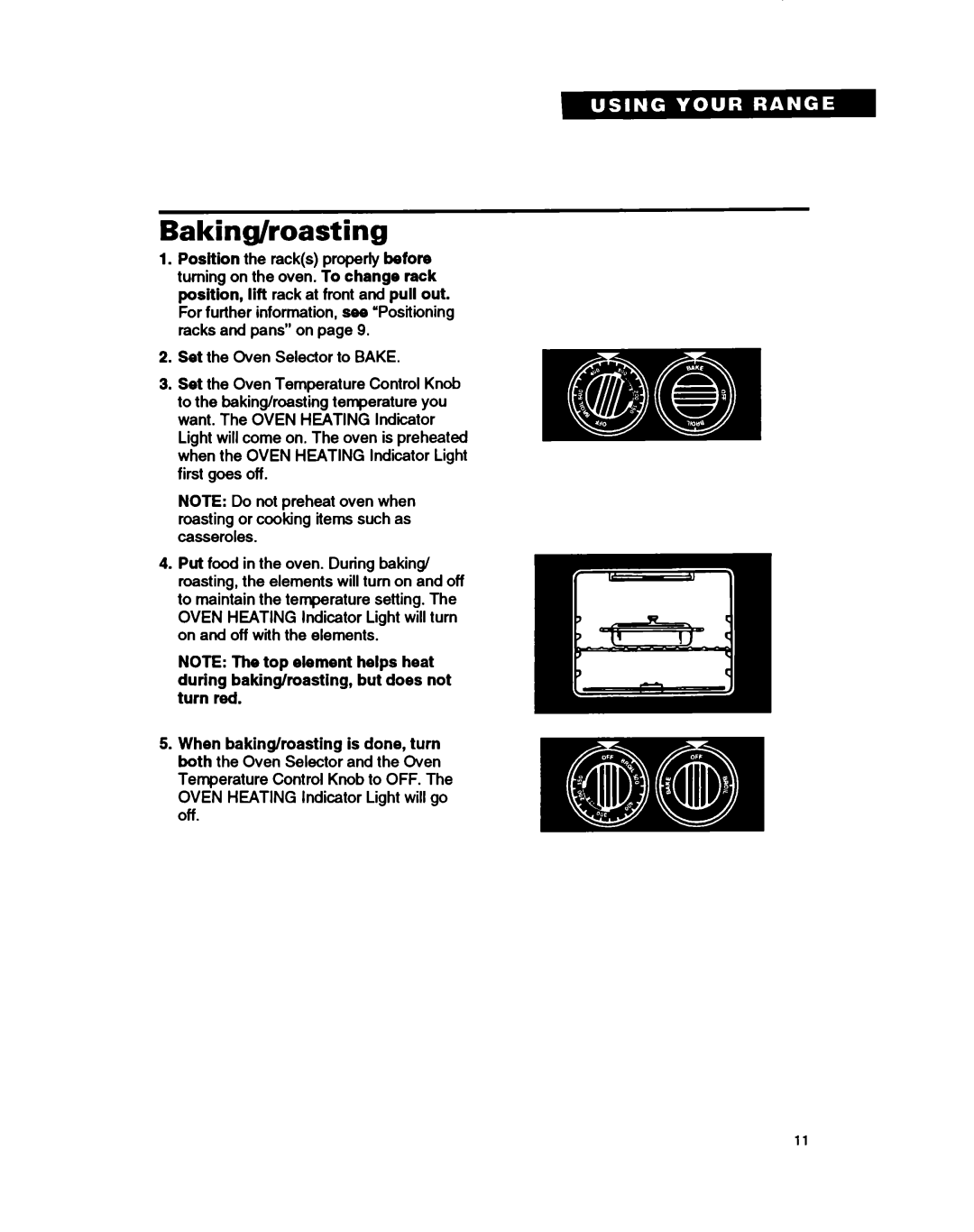 Whirlpool FEP320B, FEP310B warranty Baking/roasting 