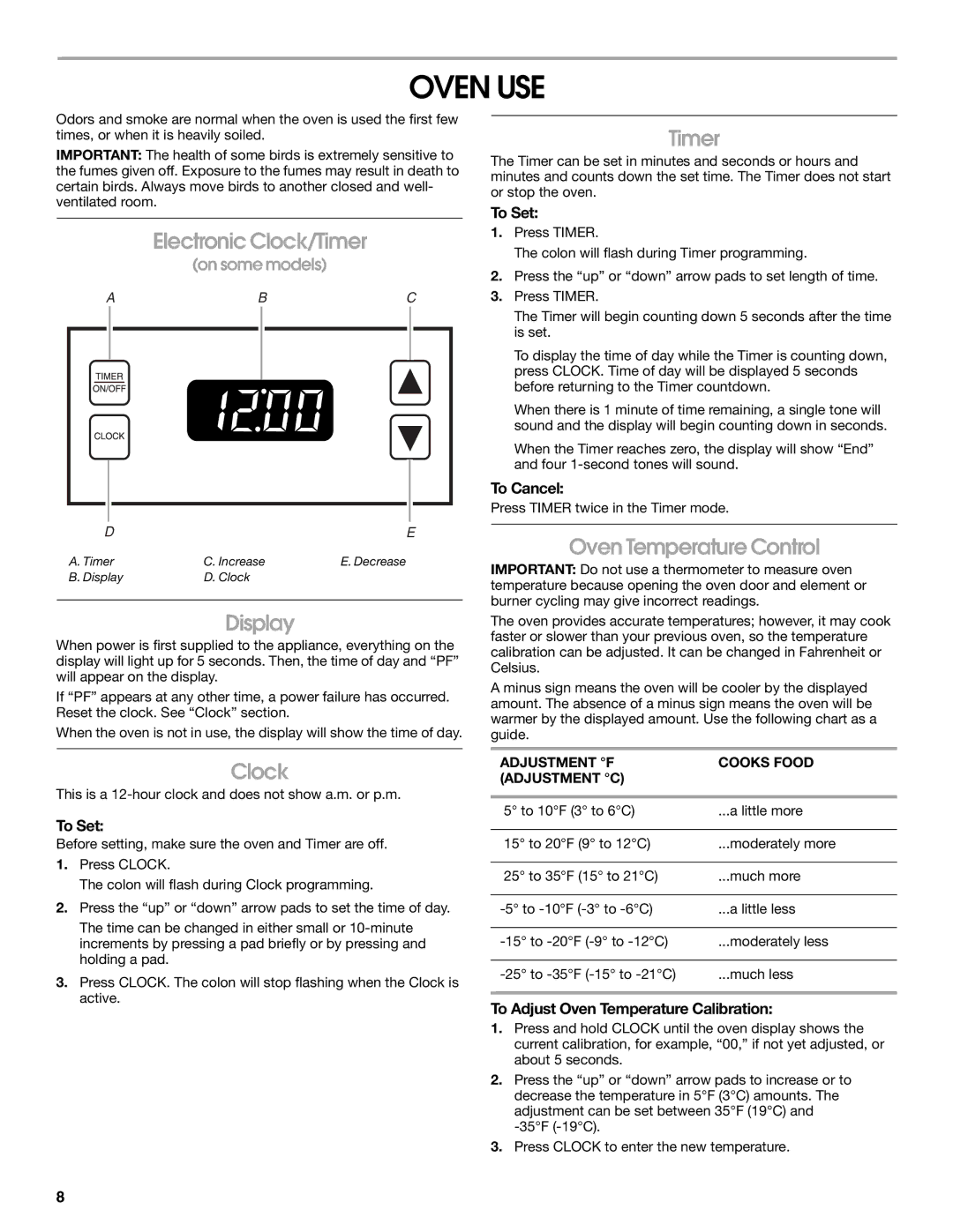 Whirlpool FEP310KV4 manual Oven USE 