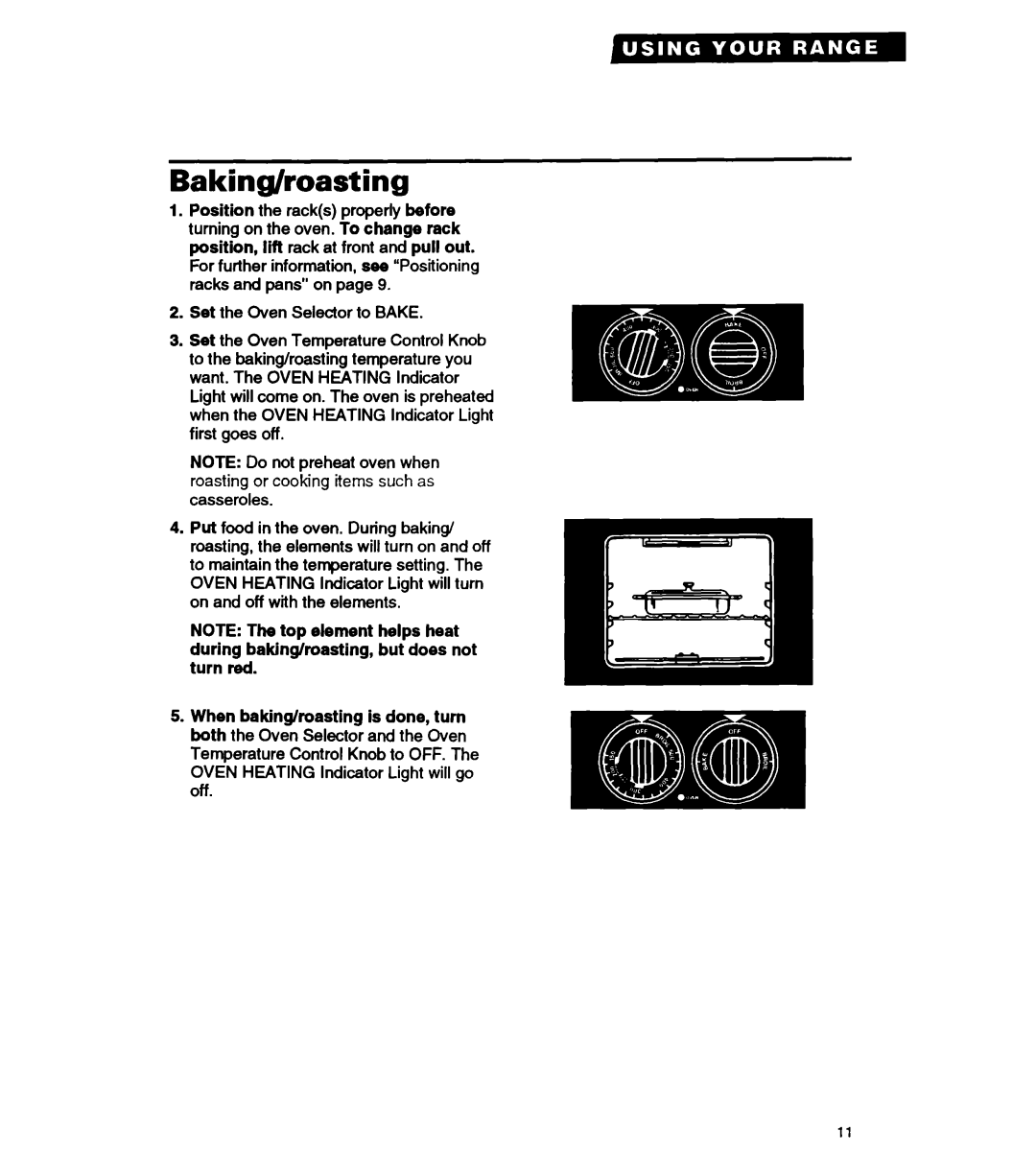 Whirlpool FEP310Y important safety instructions Baking/roasting, When baking/roasting is done, turn 