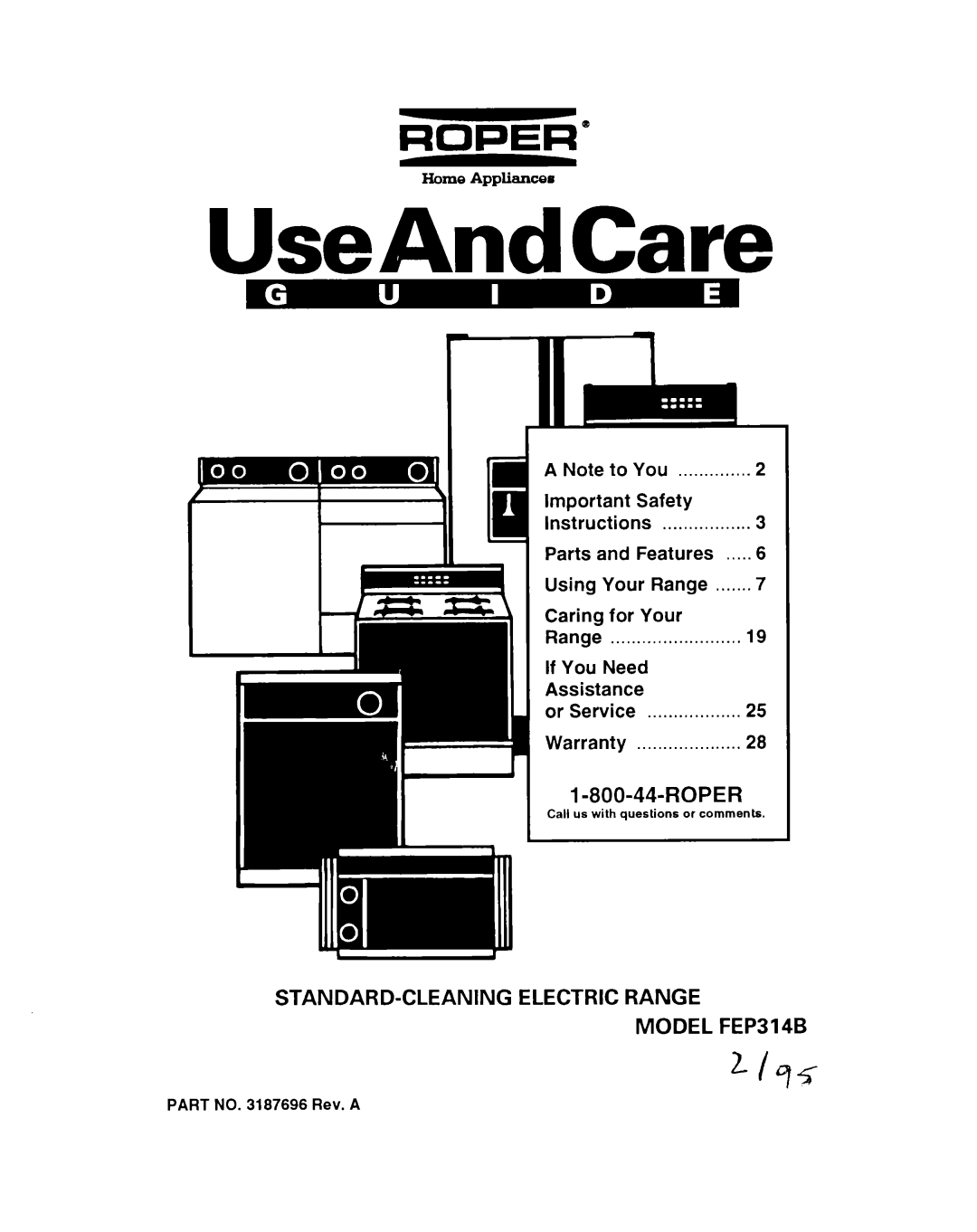 Whirlpool FEP314B important safety instructions UseA%Care 