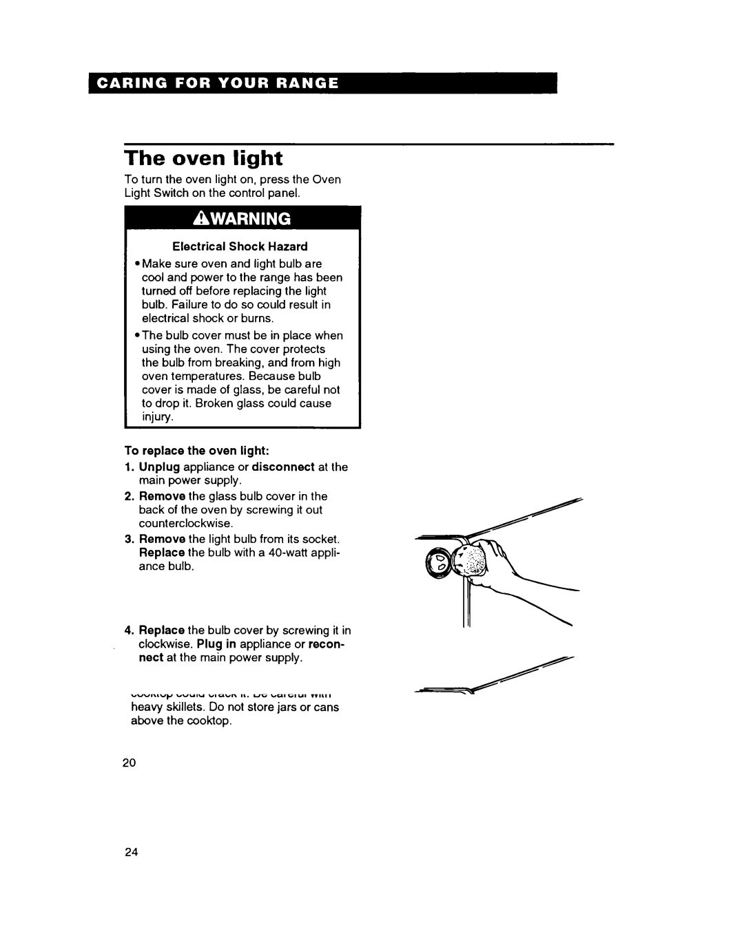 Whirlpool FEP314B important safety instructions Oven light 