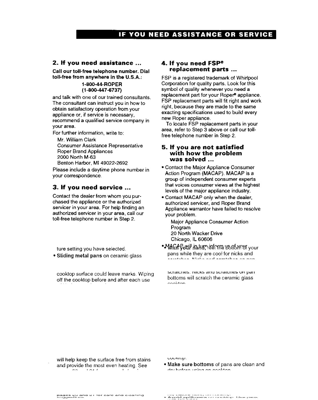 Whirlpool FEP314B important safety instructions If you need service, If you need FSP@ Replacement parts 