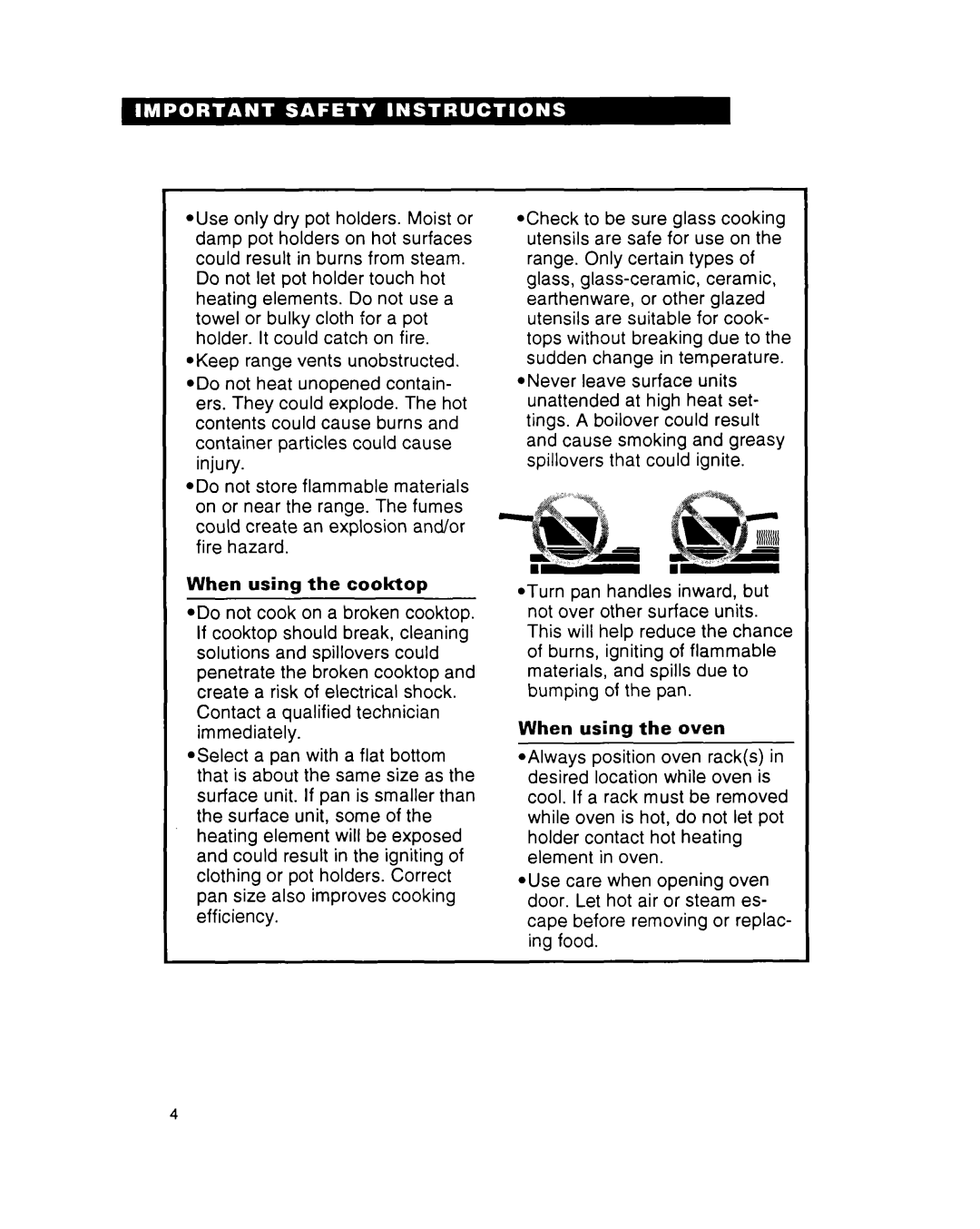 Whirlpool FEP314B important safety instructions 