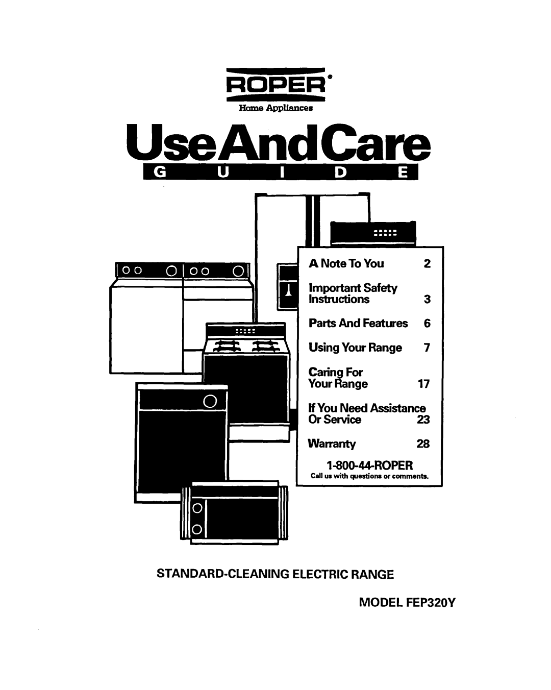 Whirlpool FEP320Y warranty UseAndCam 