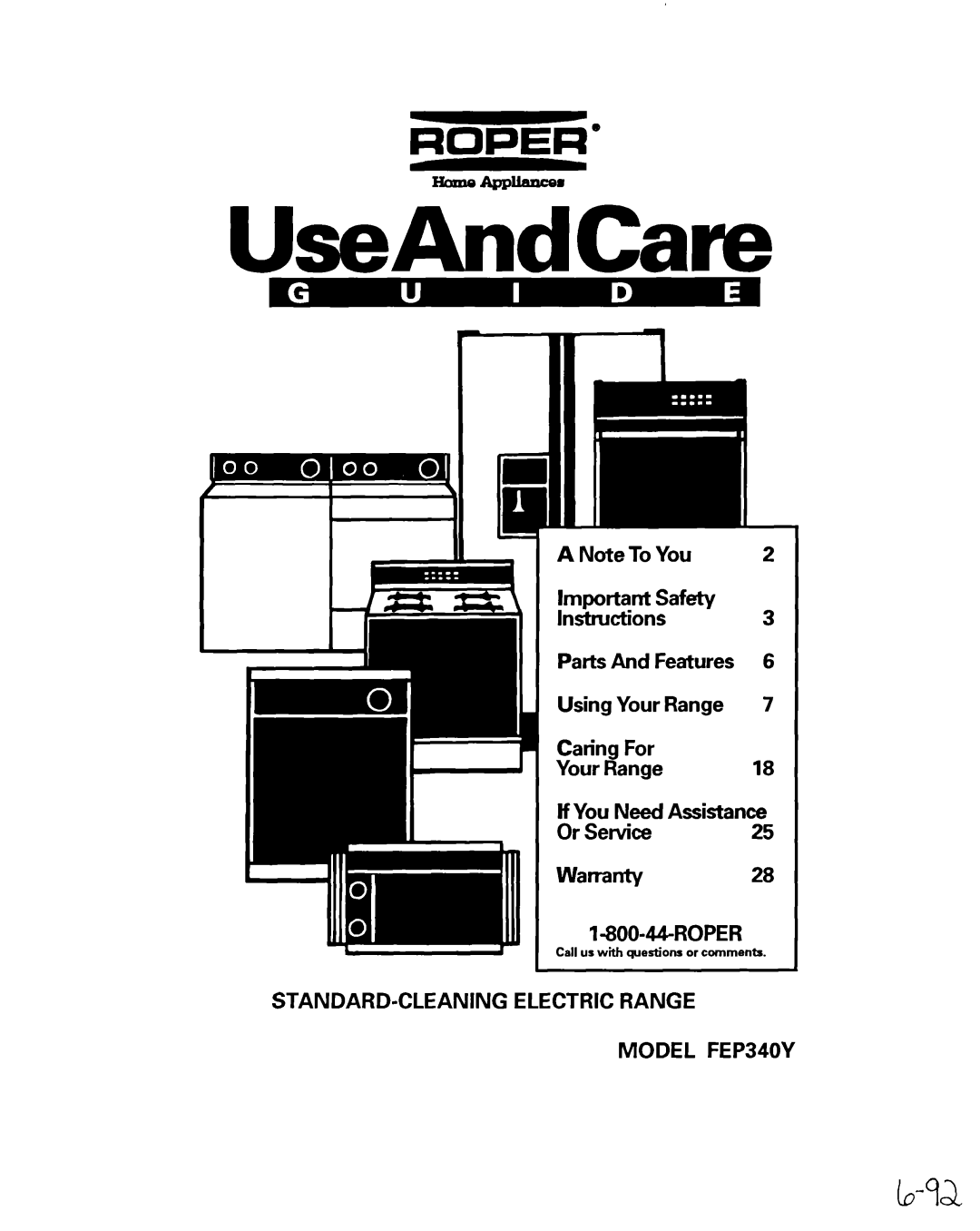 Whirlpool FEP340Y important safety instructions UseAndCare, D-72 
