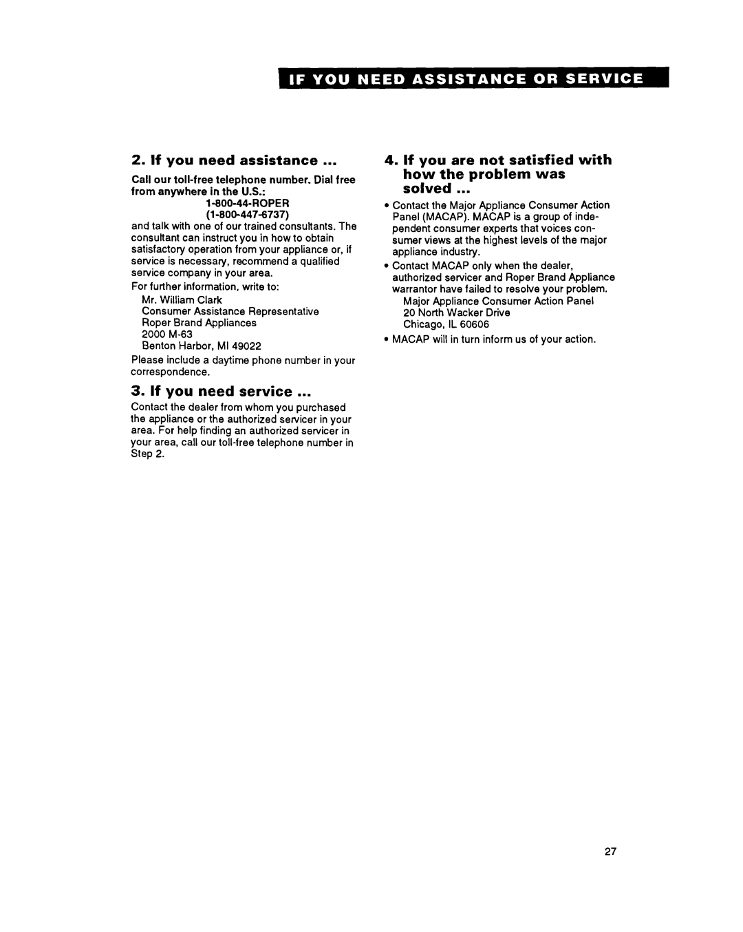 Whirlpool FEP340Y important safety instructions If you need assistance, If you need service 