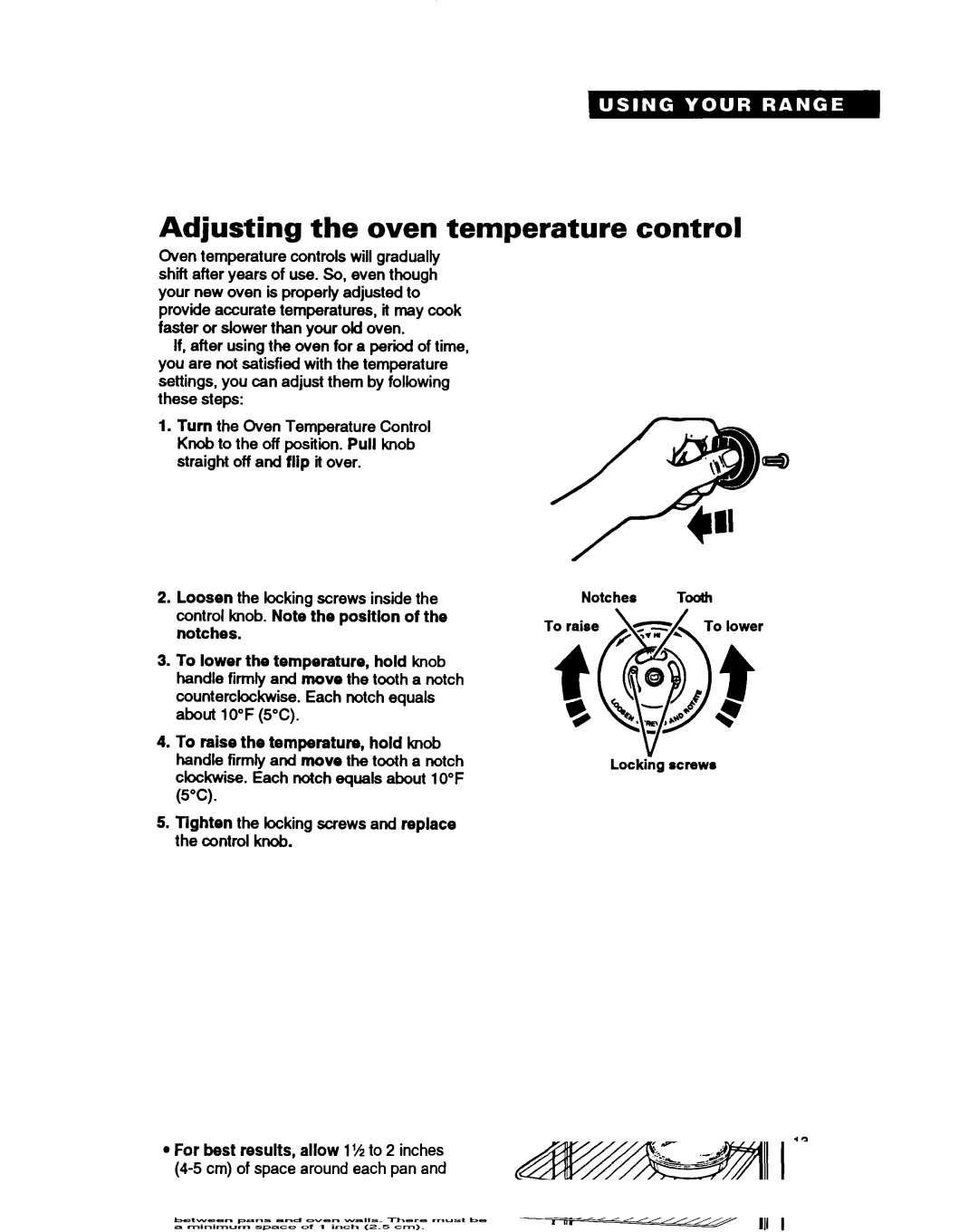 Whirlpool FEP350Y warranty Adjusting the oven temperature control 