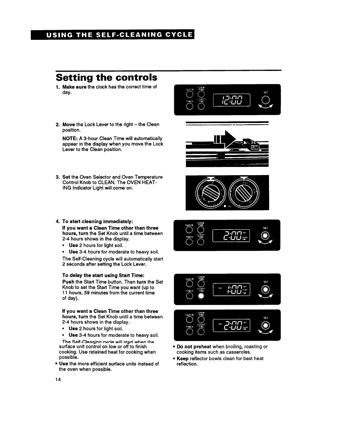 Whirlpool FES310Y manual Setting the controls 