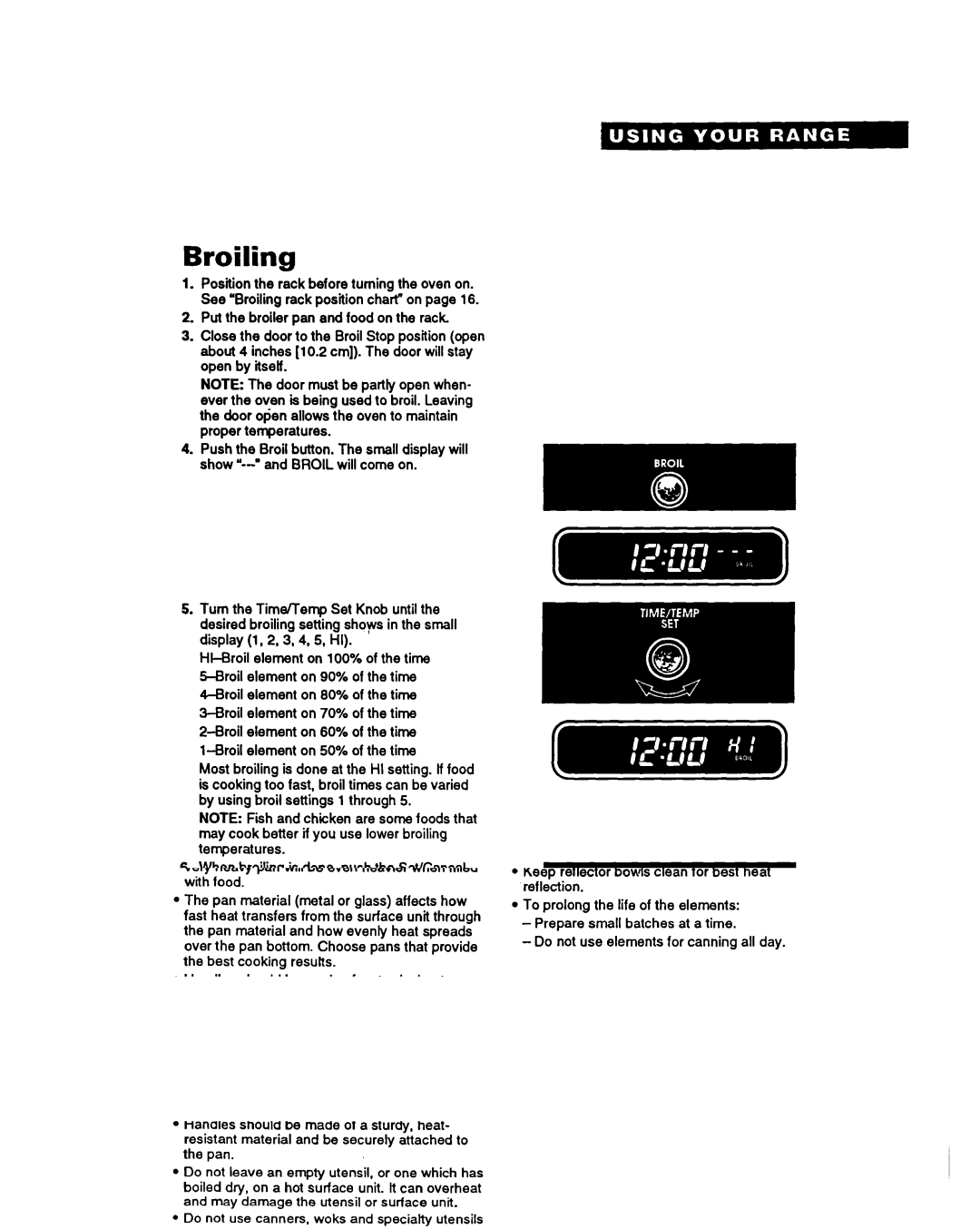 Whirlpool FES340Y important safety instructions Broiling 