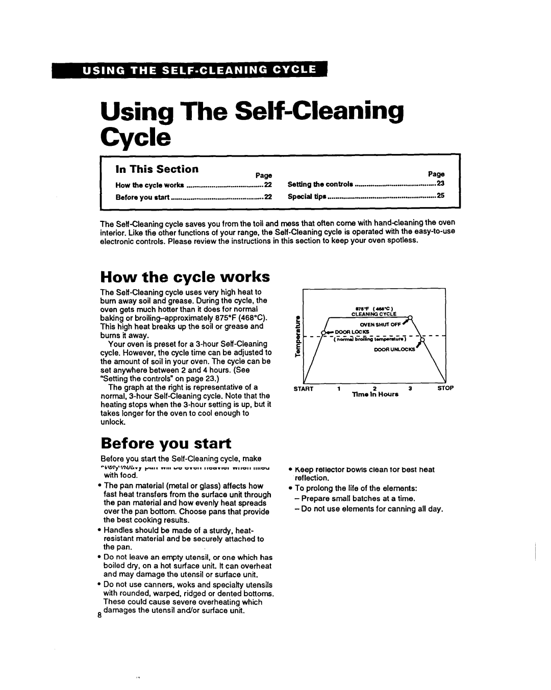 Whirlpool FES340Y Using The Self-Cleaning Cycle, How Cycle, Before you stat-t, This Section Paw 