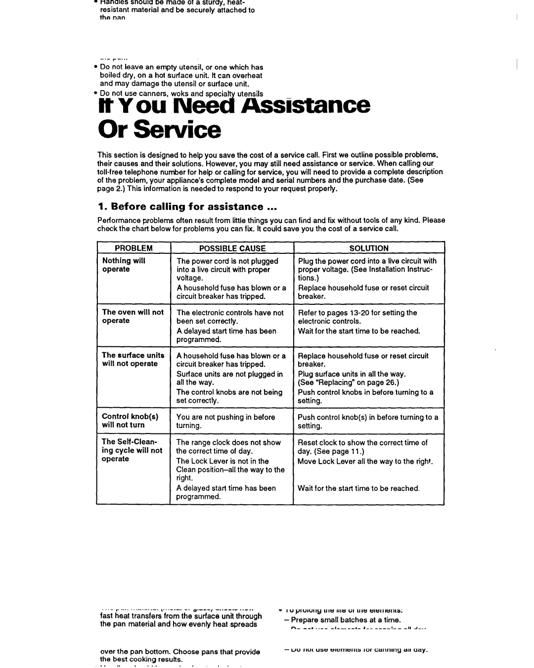 Whirlpool FES340Y important safety instructions TfYou Need Assistance Or Service, Before calling for assistance 