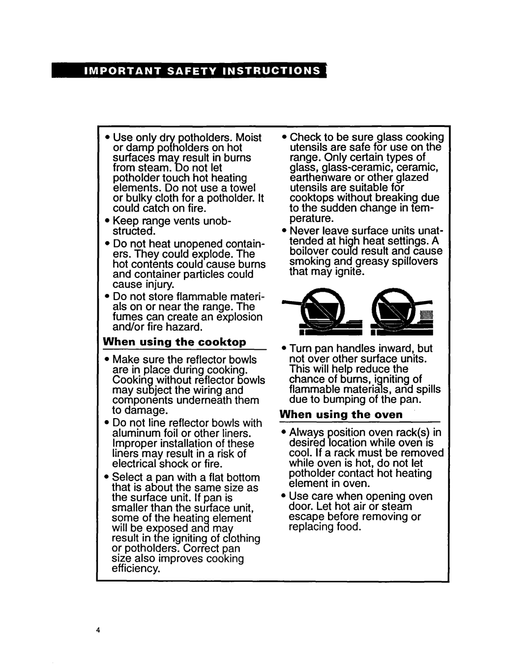 Whirlpool FES340Y important safety instructions 