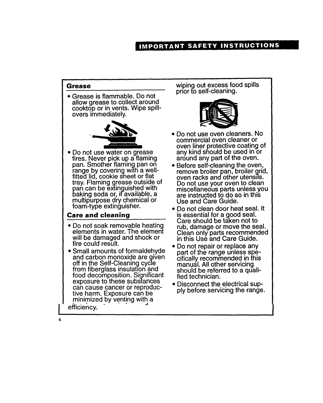 Whirlpool FES340Y important safety instructions 