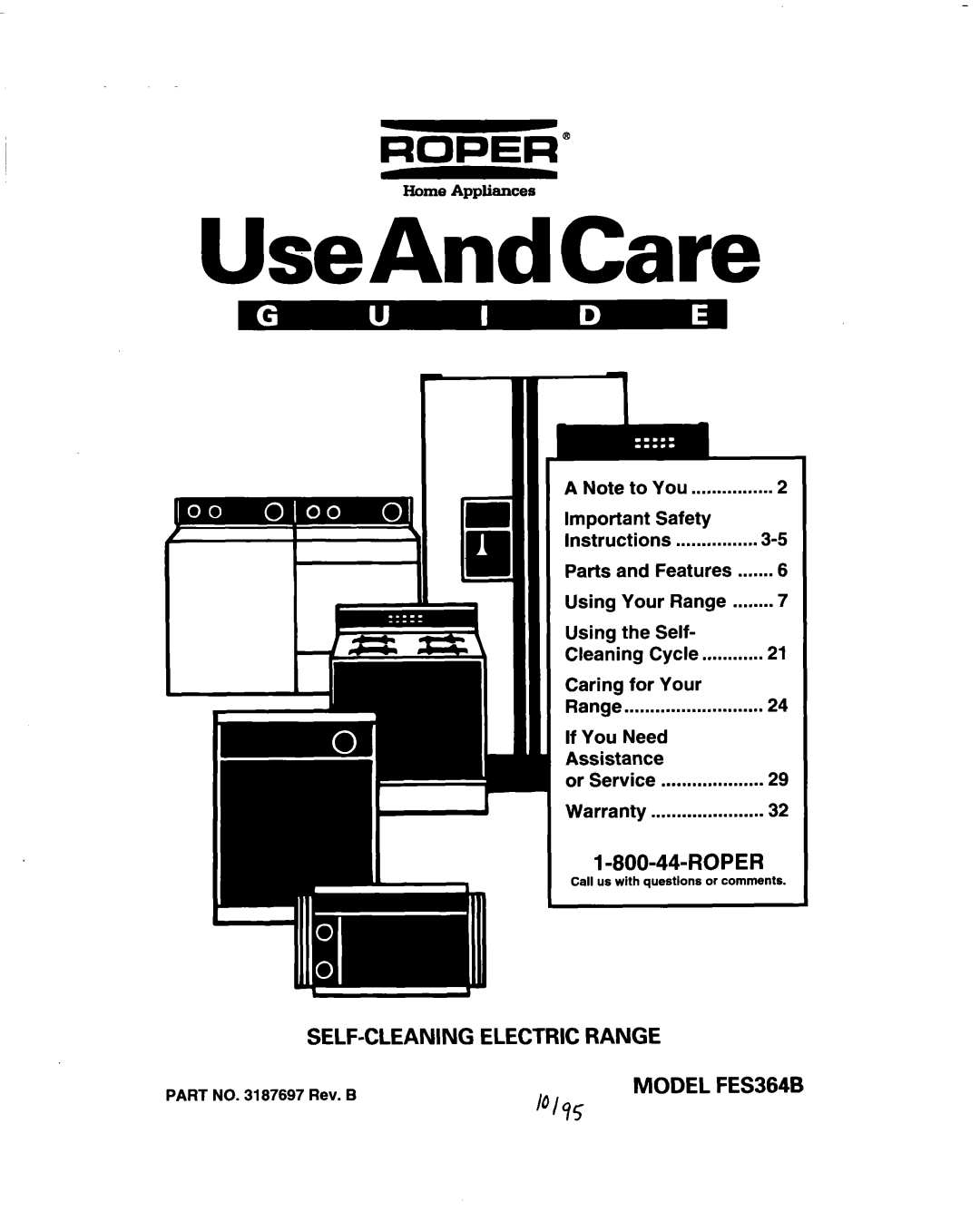 Whirlpool FES364B manual You Safety, Parts Features Using Your Range Self Cleaning Cycle, If You, Or Service Warranty 