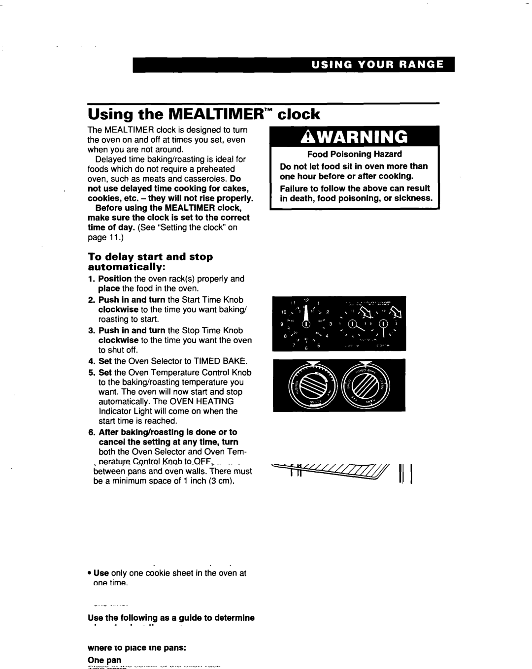 Whirlpool FES364B manual Using the MEALTIMER’, Clock, To delay start and stop automatically 