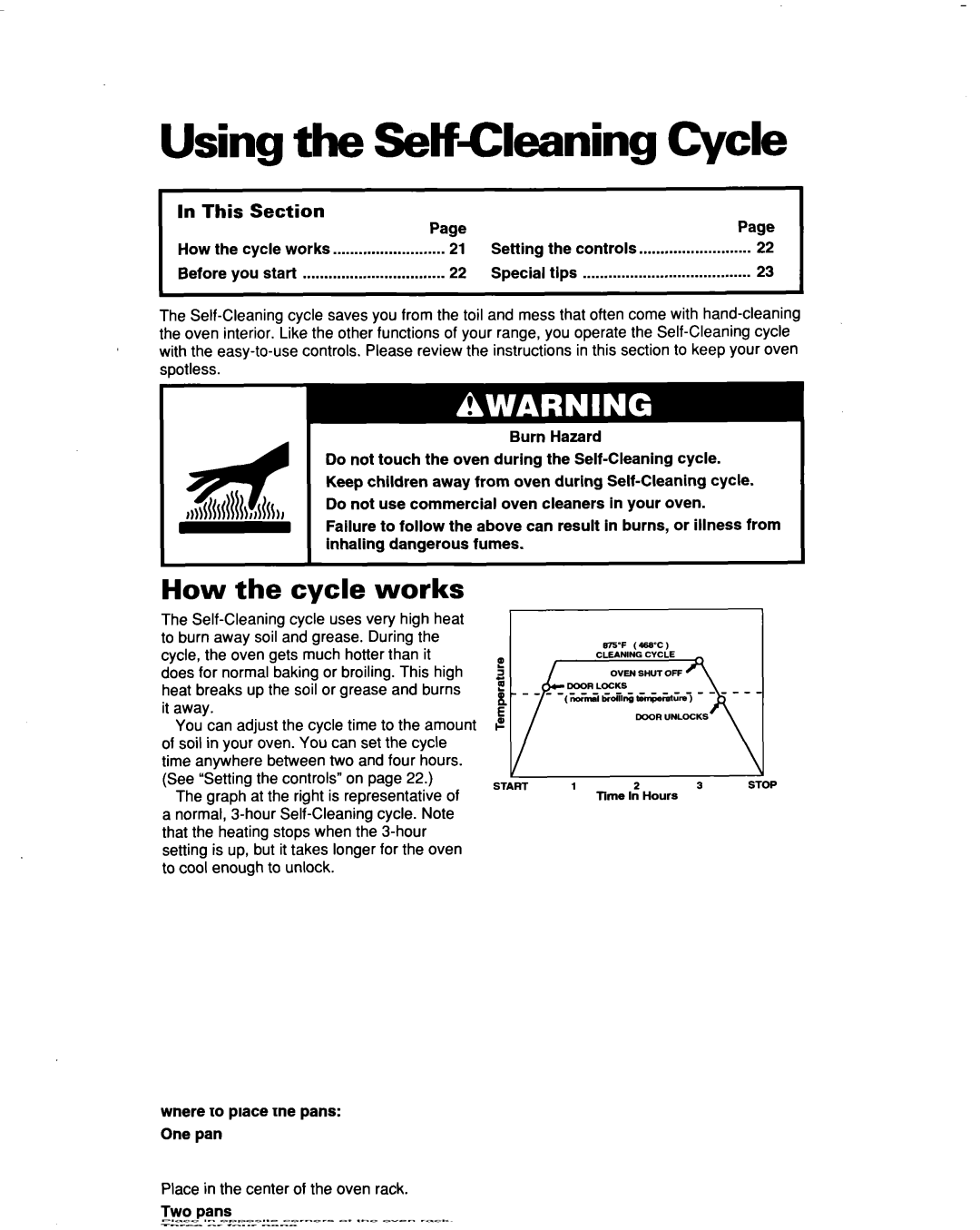 Whirlpool FES364B manual Using the SetfCleaning Cycle, How the cycle works, Setting, Special 