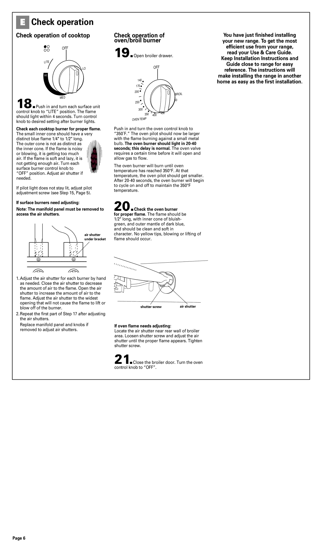 Whirlpool FGP300JN0 Check operation of cooktop, If surface burners need adjusting, If oven flame needs adjusting 